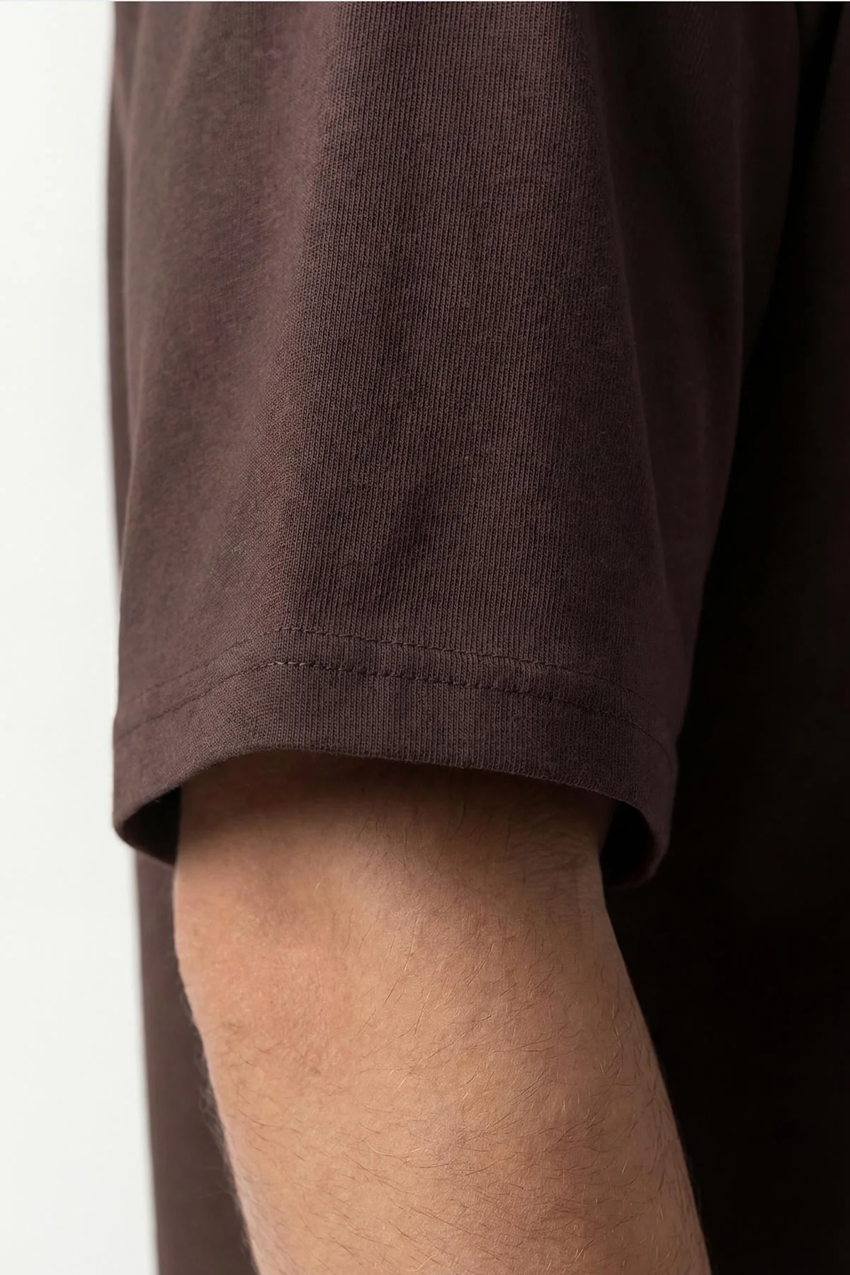Kahverengi Oysho Kumaş Oversize Bisiklet Yaka Erkek Tişört 438915