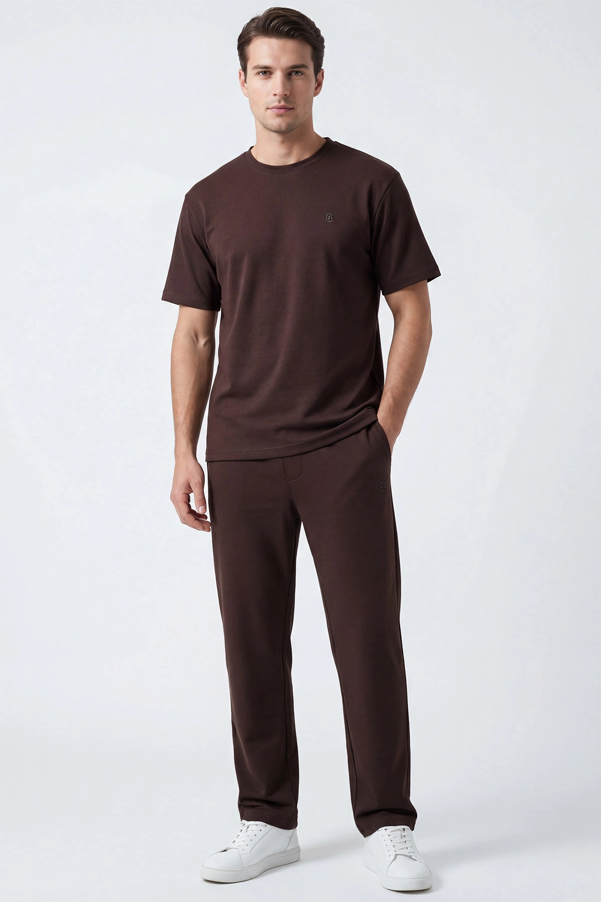 Kahverengi Oysho Kumaş Oversize  Erkek İkili Takım 443311