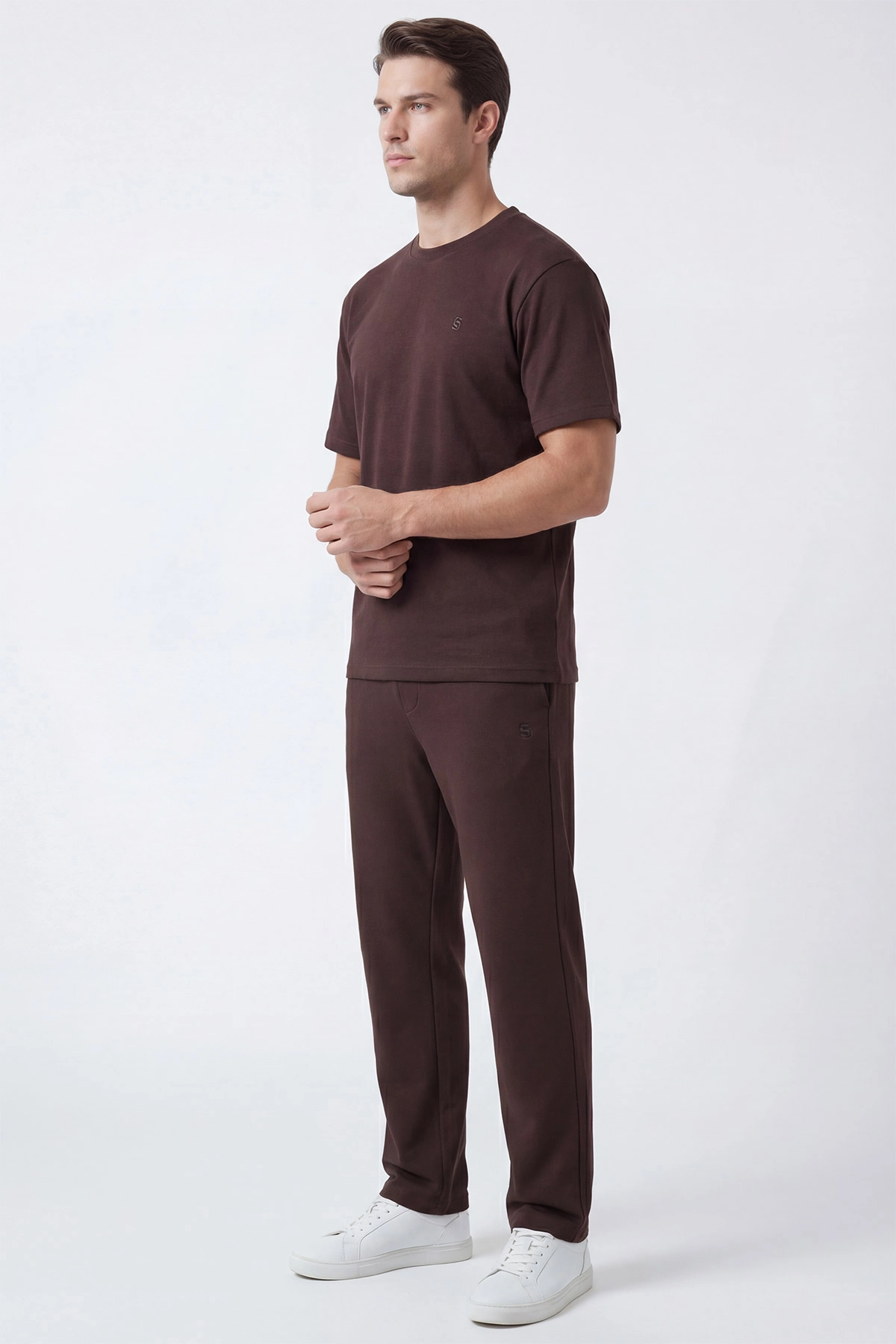 Kahverengi Oysho Kumaş Oversize  Erkek İkili Takım 443311