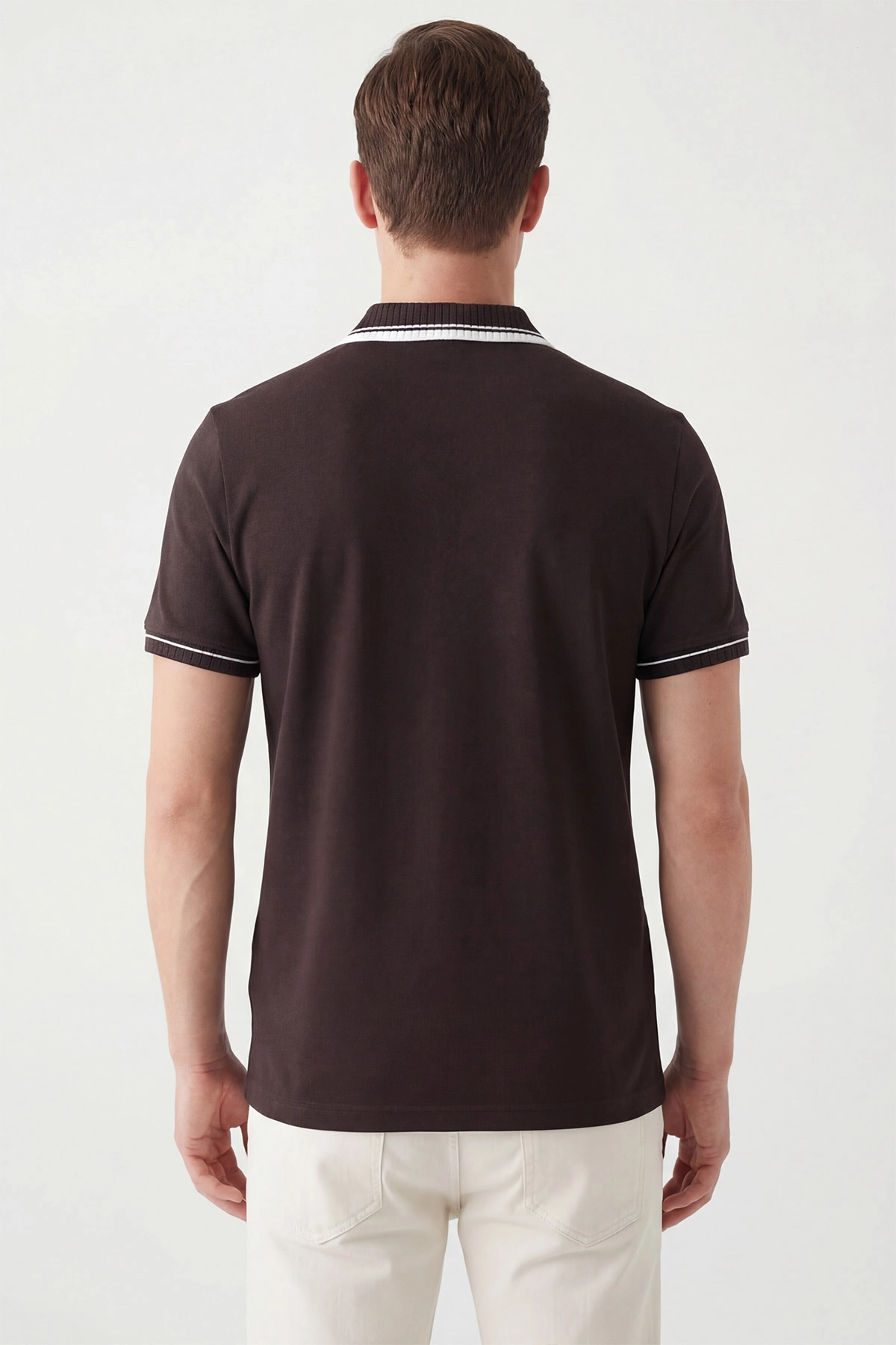 Kahverengi Oysho Kumaş Polo Yaka Erkek Tişört 447829