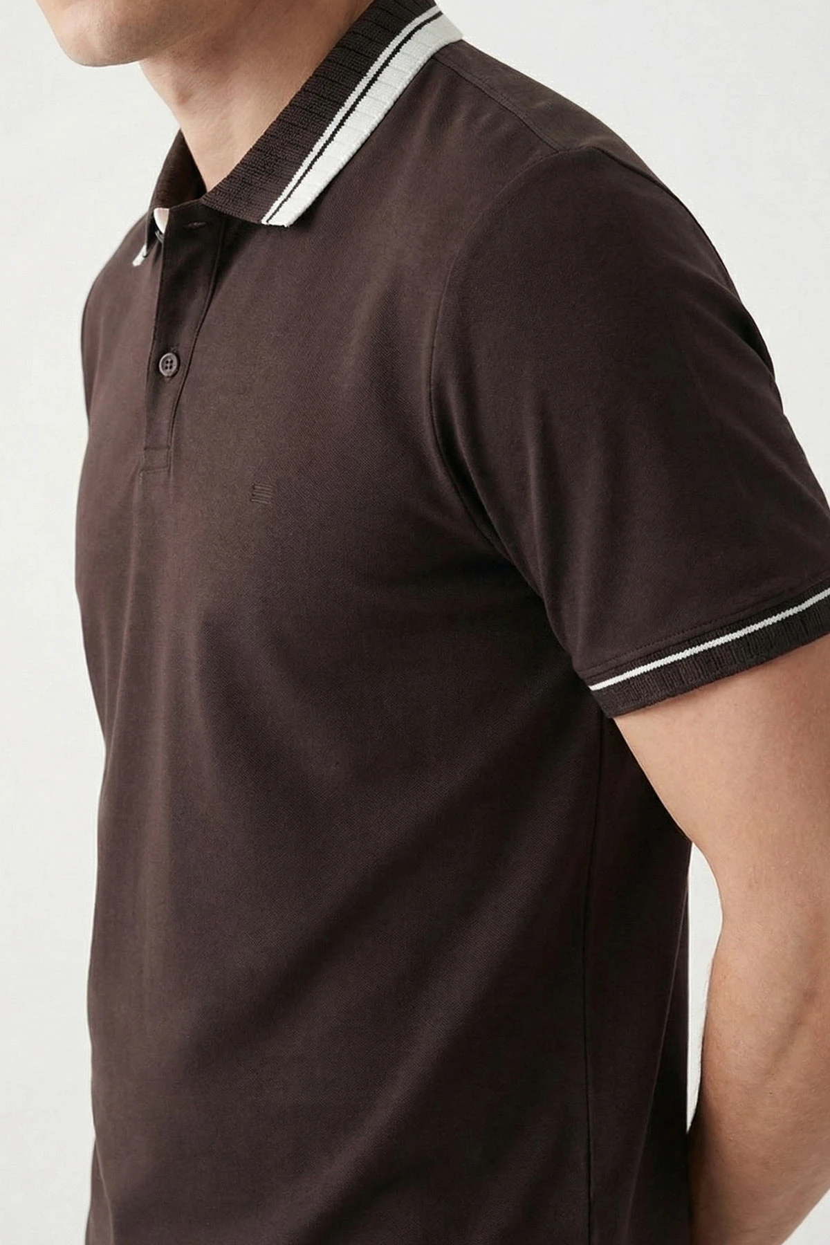 Kahverengi Oysho Kumaş Polo Yaka Erkek Tişört 447829