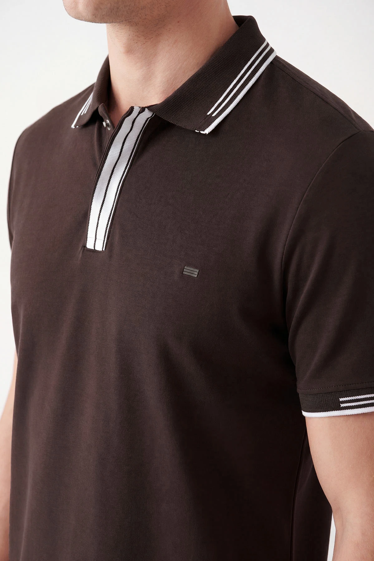 Kahverengi Oysho Kumaş Polo Yaka Erkek Tişört 462540