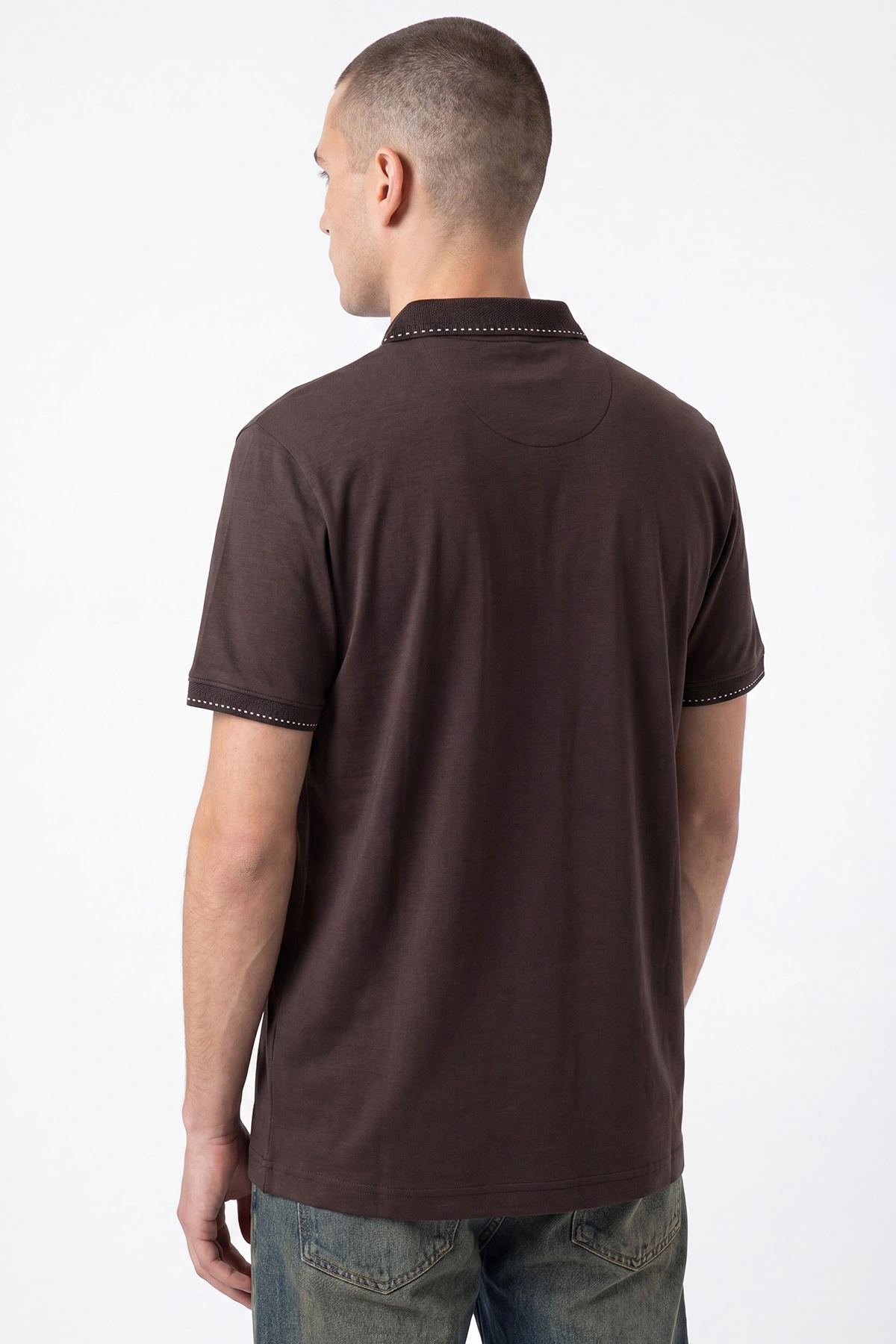 Kahverengi Oysho Kumaş Polo Yaka Erkek Tişört 467583