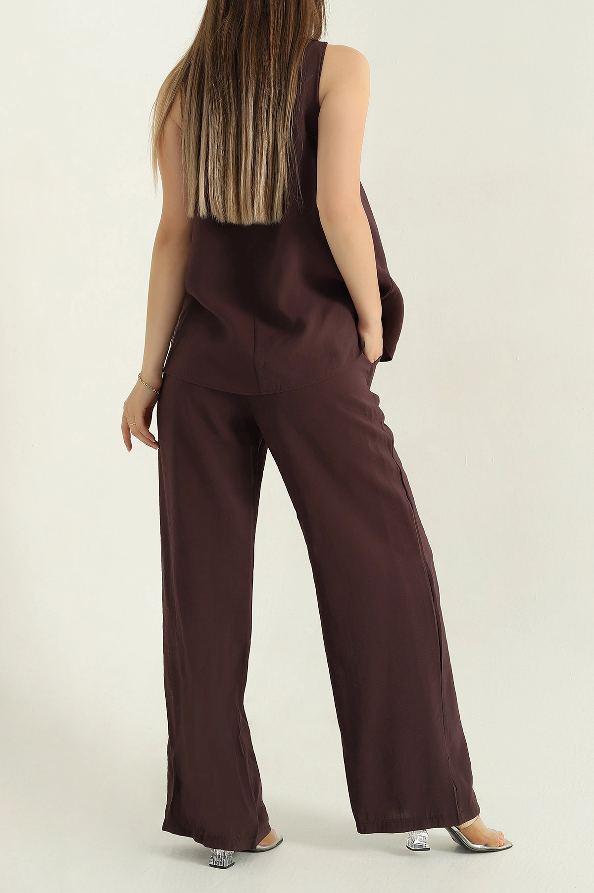 Kahverengi Pantolon Bluz Modal Kadın İkili Takım 367586
