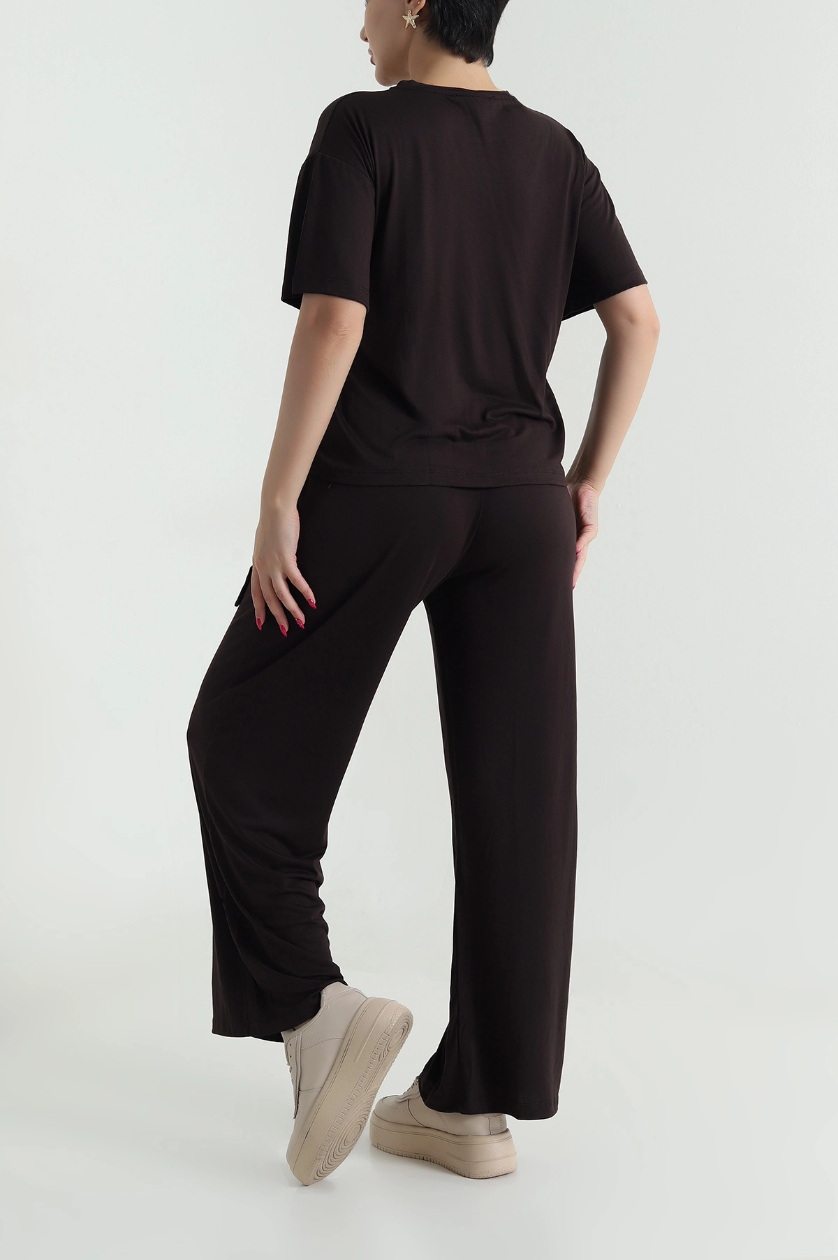 Kahverengi Pantolon Bluz Modal Kadın İkili Takım 475665