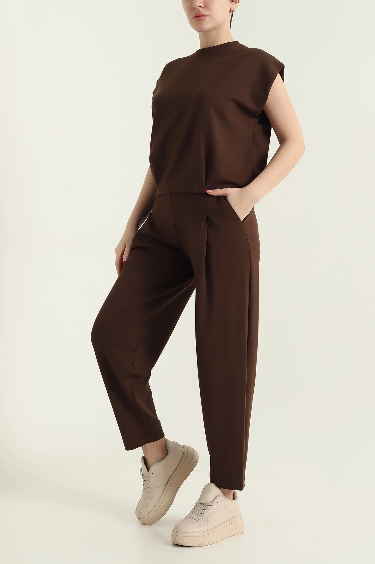 Kahverengi Pantolon Bluz Oysho Kadın İkili Takım 433521
