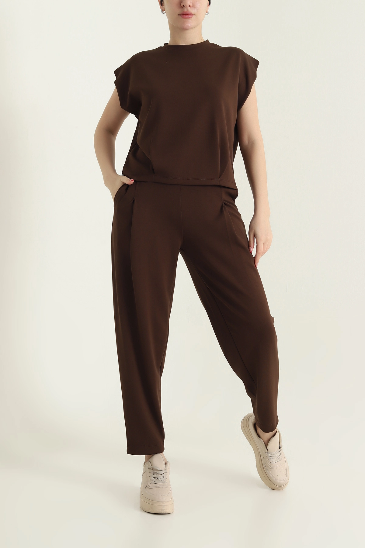 Kahverengi Pantolon Bluz Oysho Kadın İkili Takım 433521