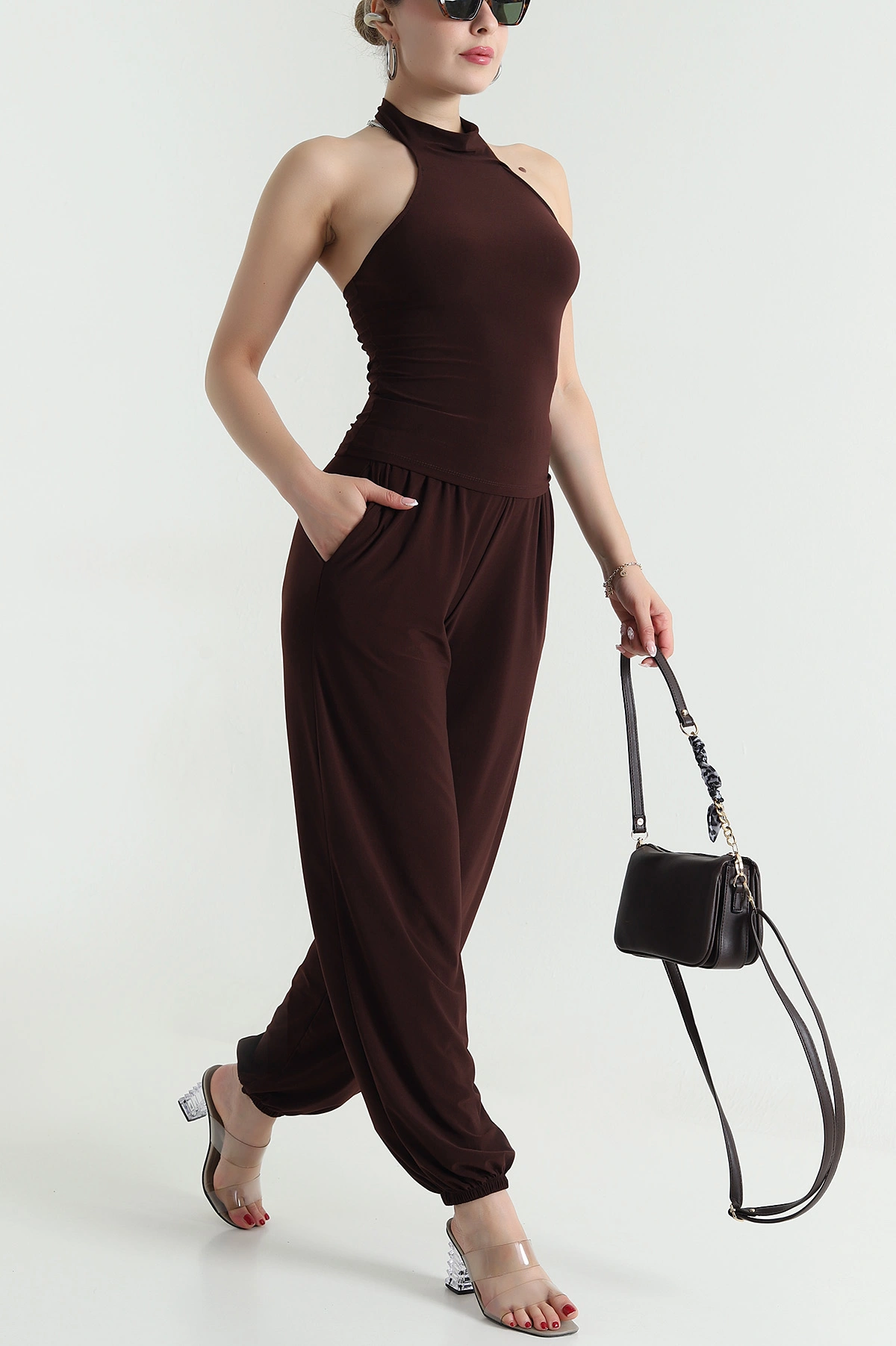 Kahverengi Pantolon Bluz Sandy Kadın İkili Takım 478151