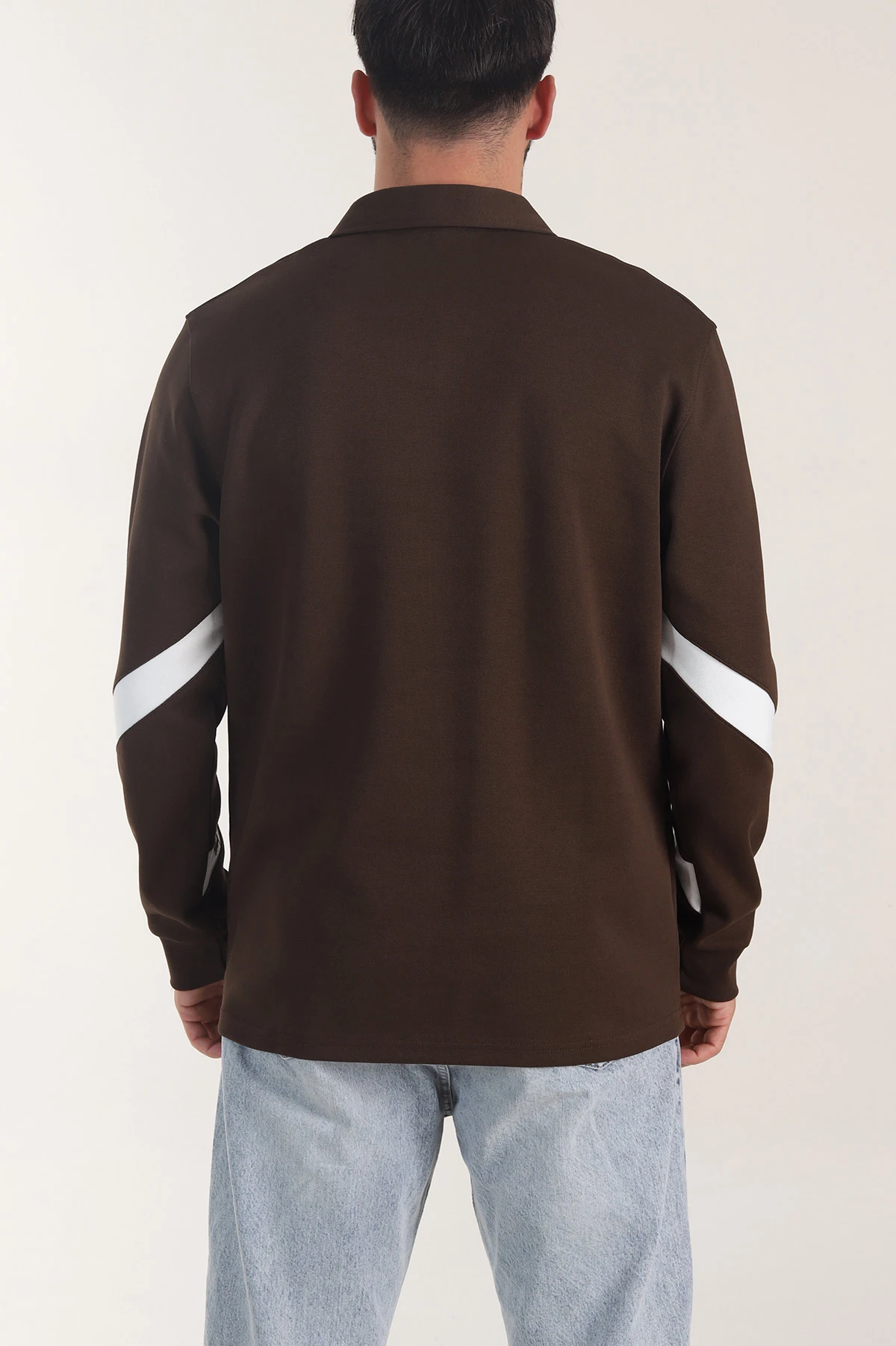 Kahverengi Polo Yaka Erkek Sweatshirt 406882