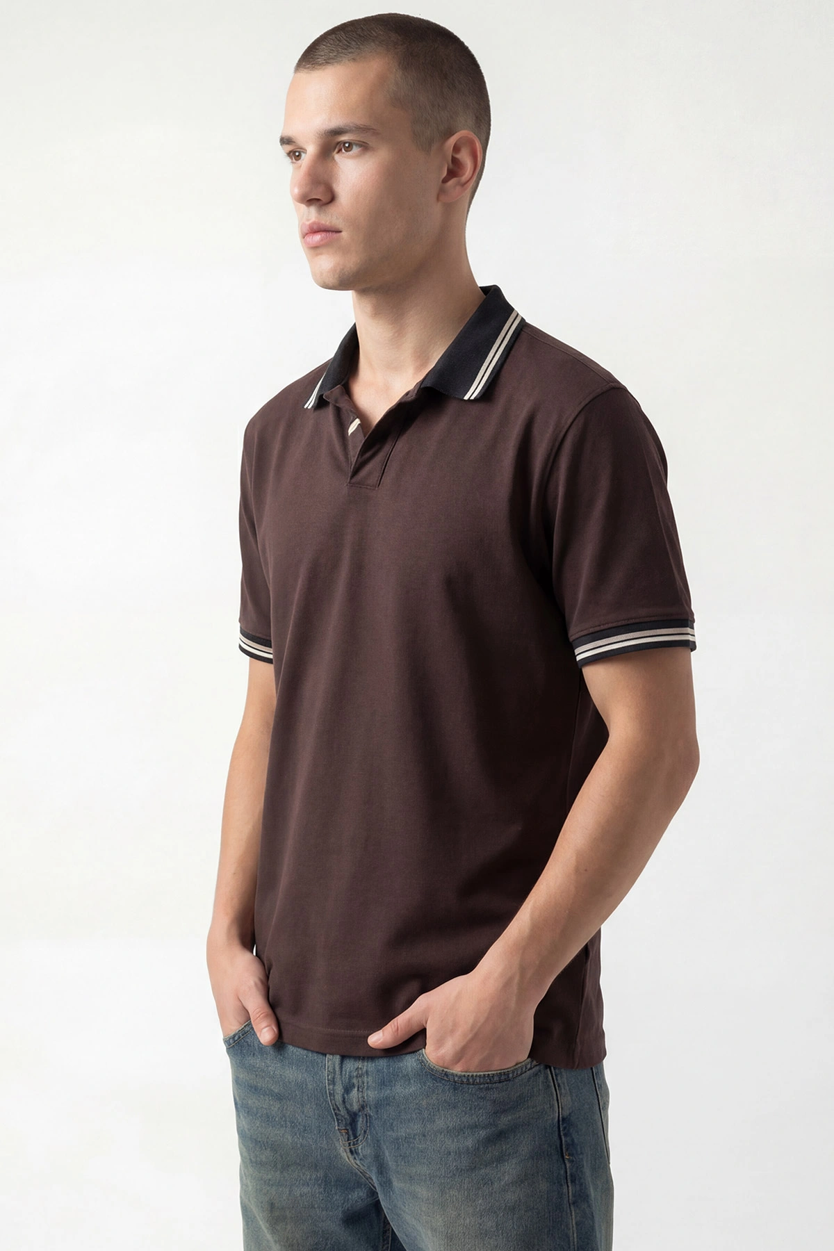 Kahverengi Polo Yaka Erkek Tişört 435386
