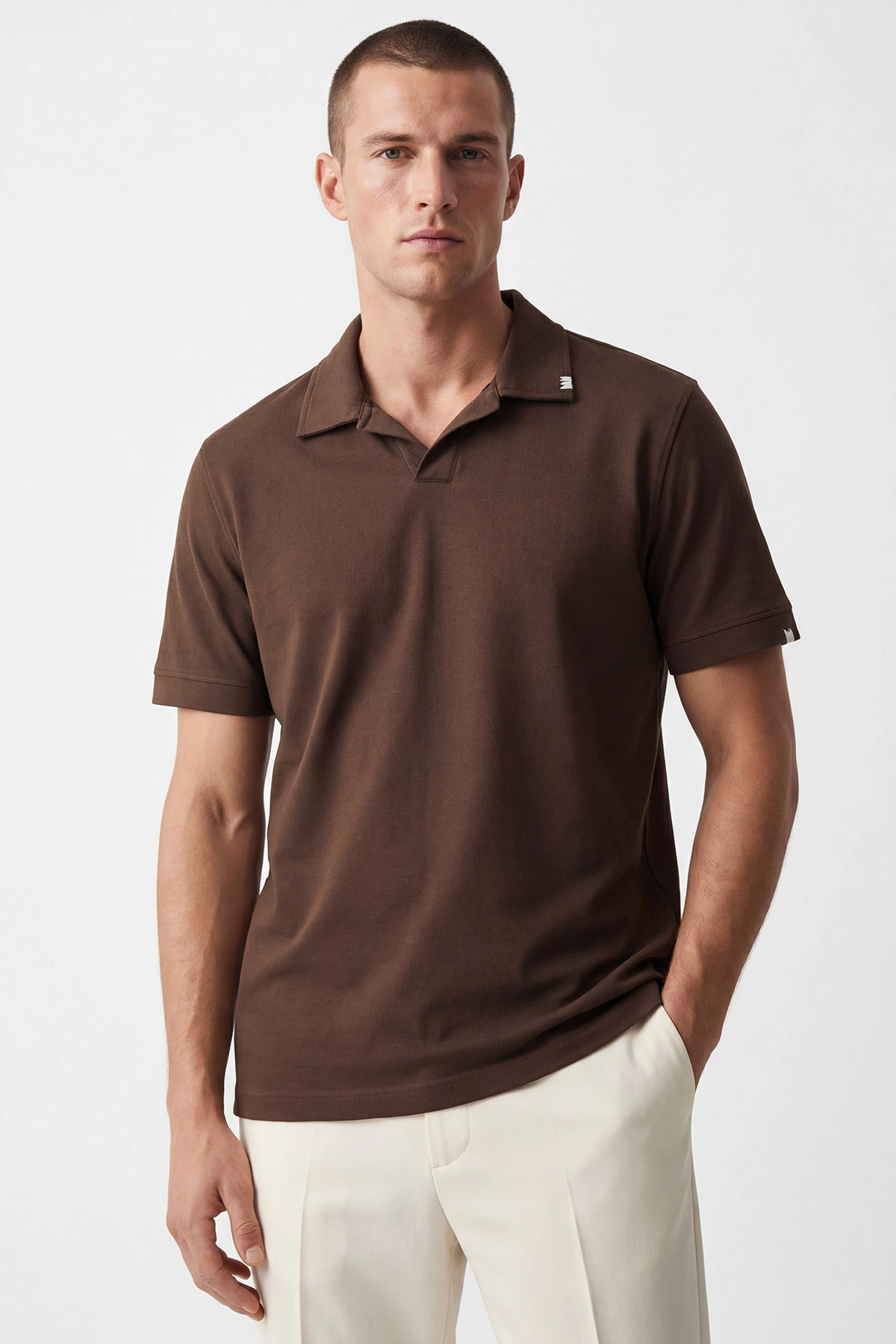Kahverengi Polo Yaka Erkek Tişört 435467