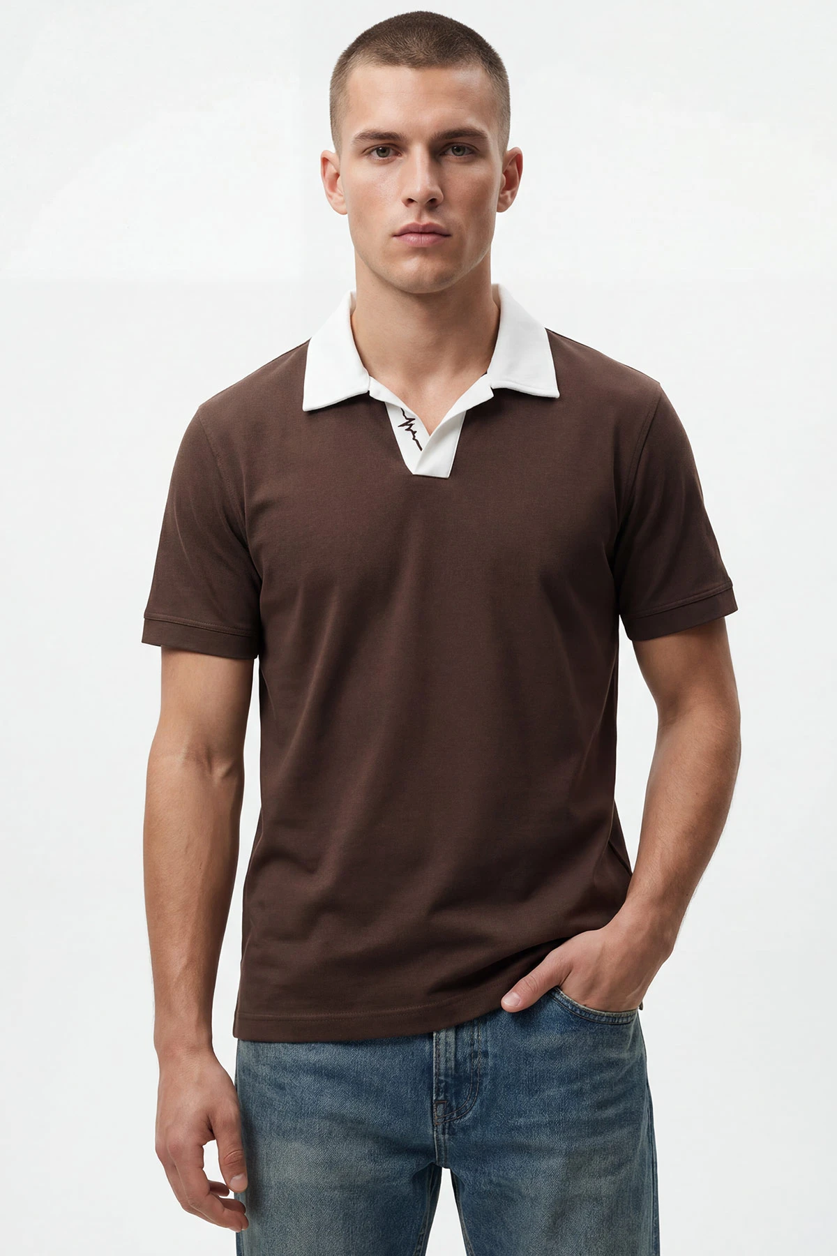 Kahverengi Polo Yaka Erkek Tişört 435578