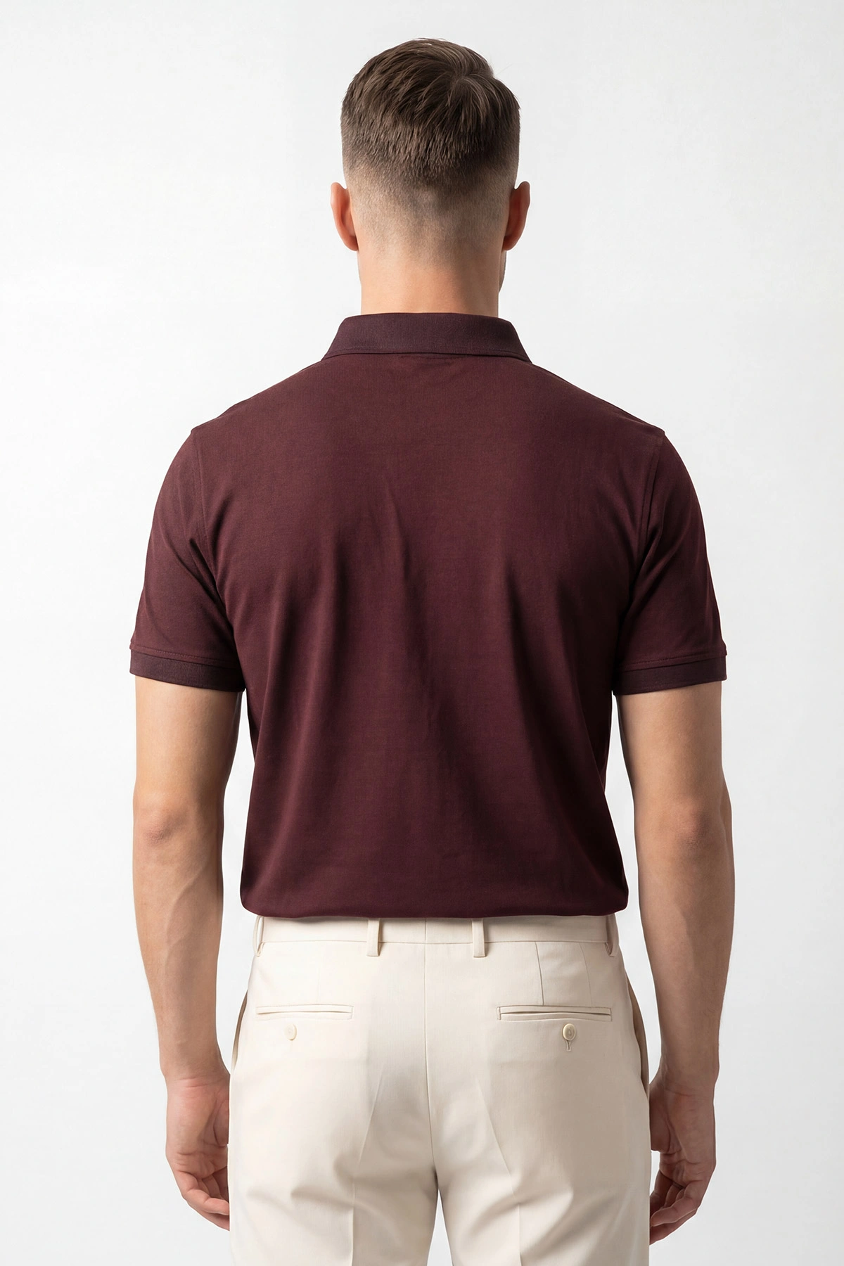 Bordo Polo Yaka Likralı Erkek Tişört 433036