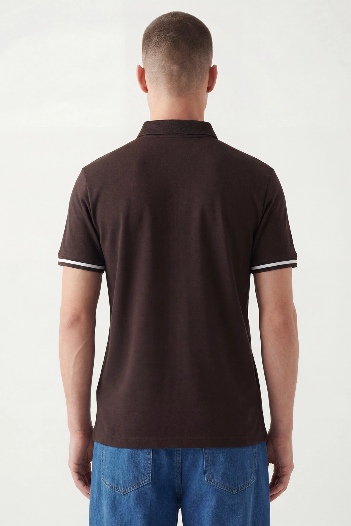 Kahverengi Polo Yaka Osyho Kumaş Erkek Tişört 433151