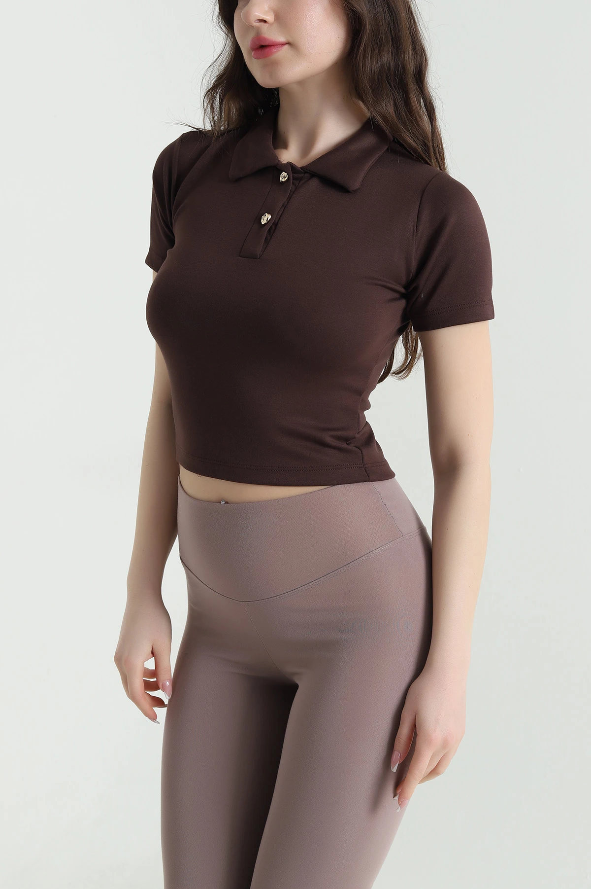 Kahverengi Polo Yaka Oysho Kadın Bluz 452888