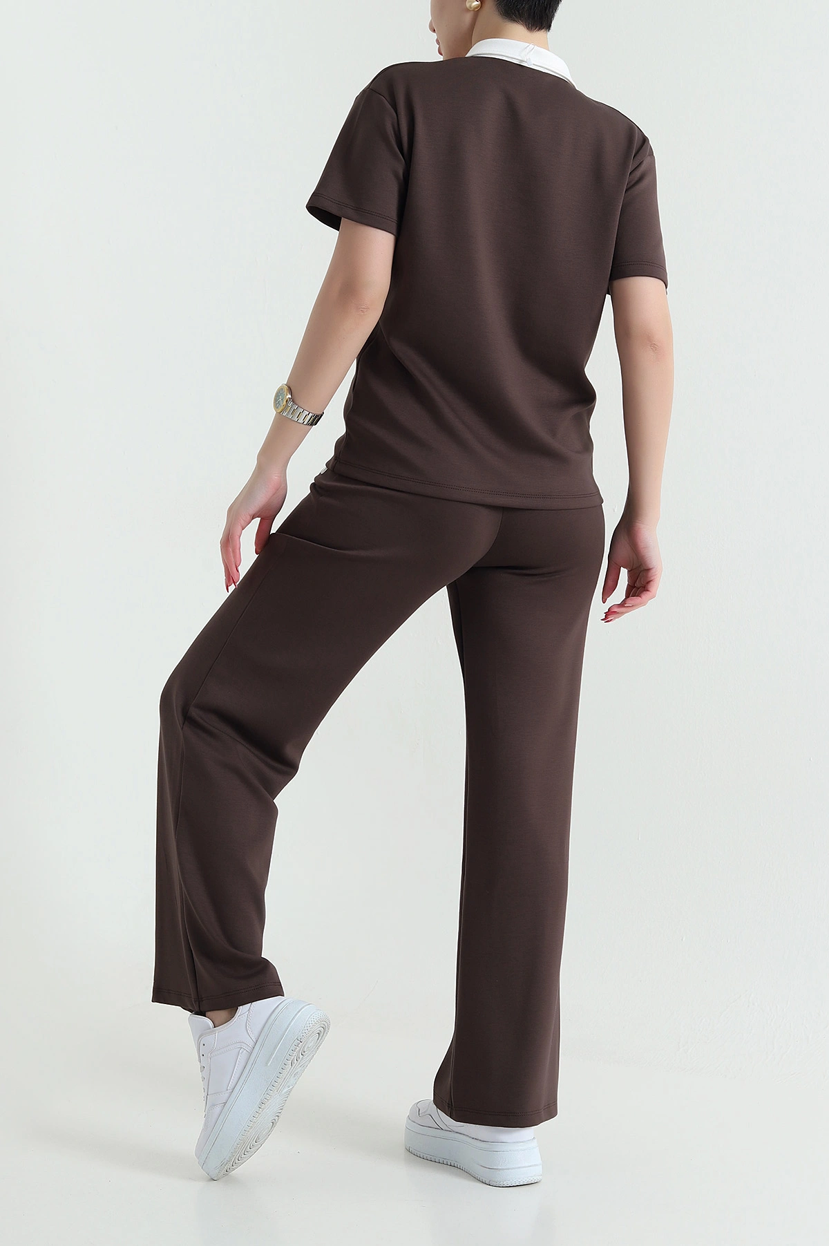 Kahverengi Polo Yaka Oysho Kadın İkili Takım 438886