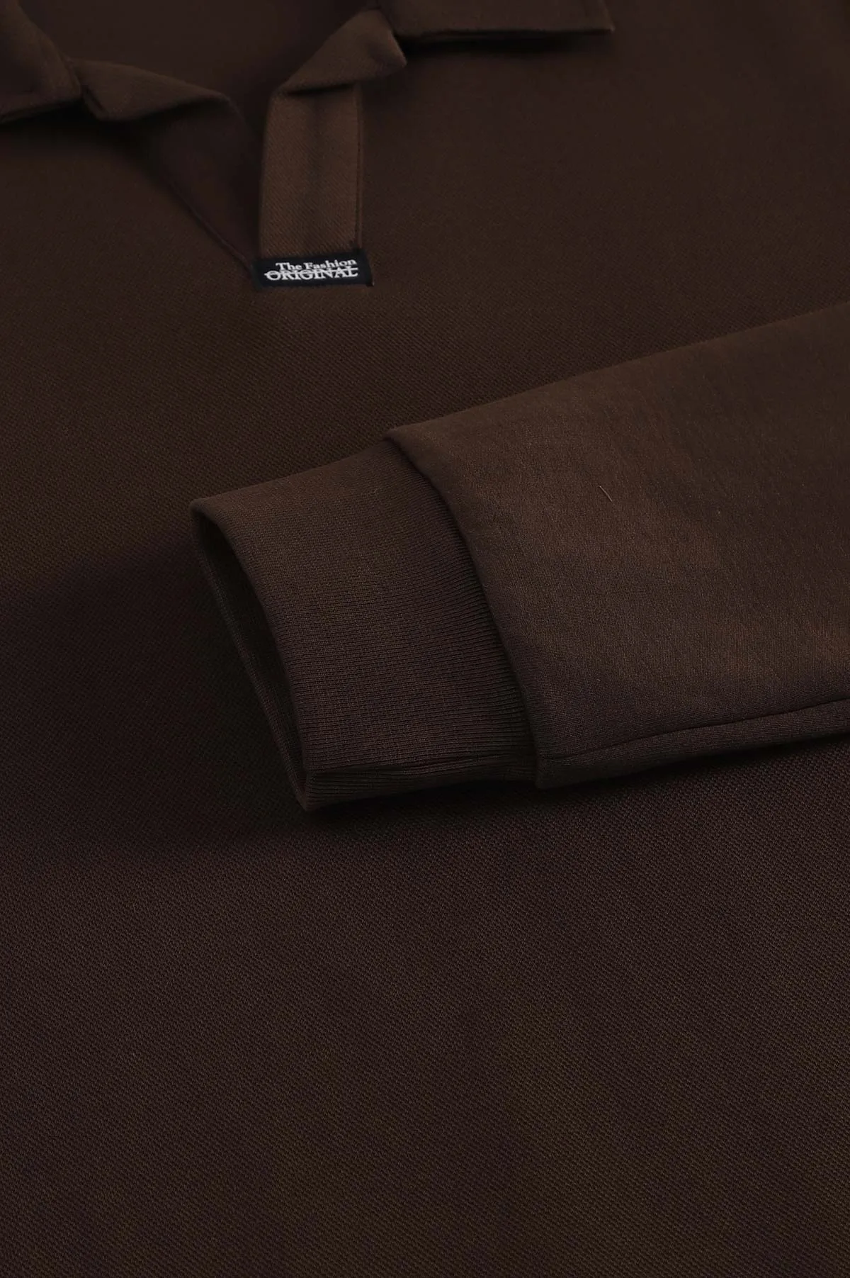 Kahverengi Polo Yaka Uzun Kollu Erkek Sweatshirt 397137