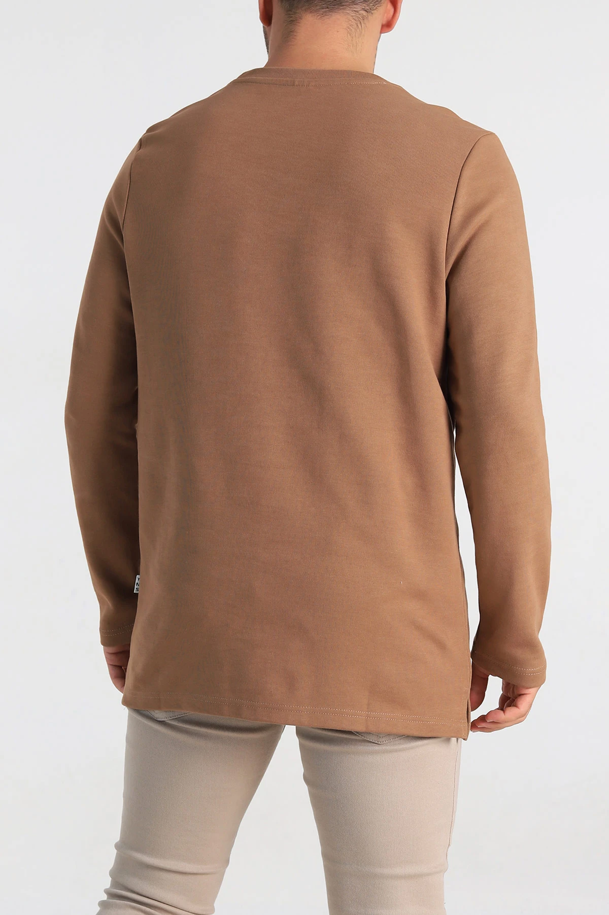 Kahverengi Regular Fit Baskı Detay Erkek Basic Sweatshirt 305714