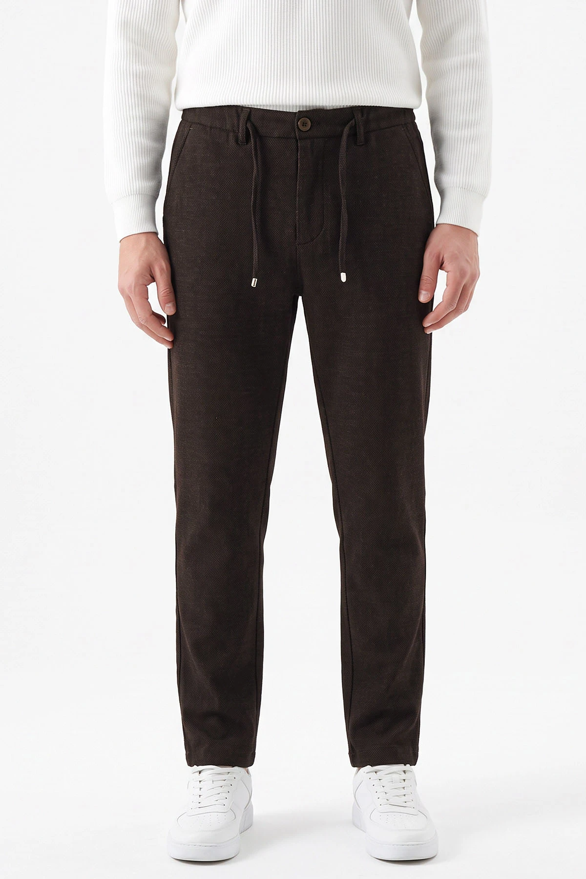 Kahverengi Regular Fit Belden Bağlamalı Erkek Pantolon 493178