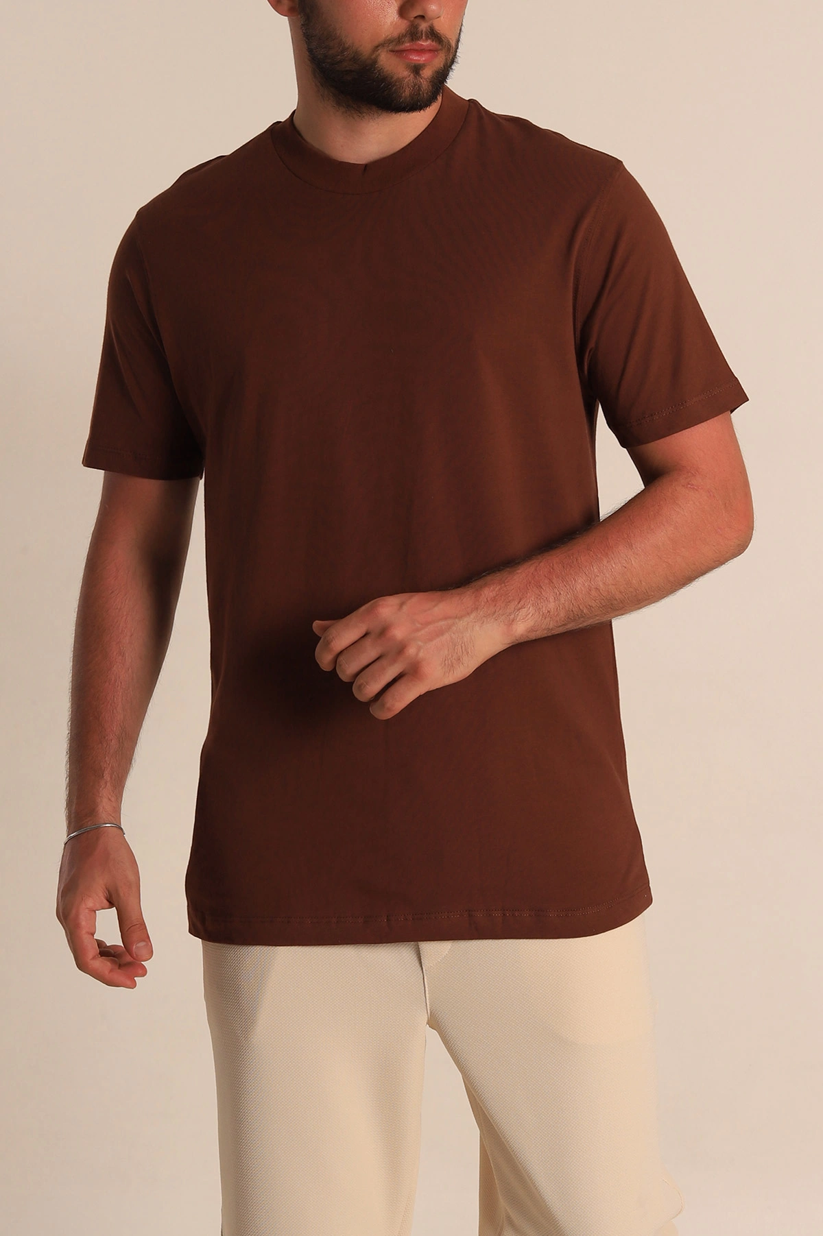 Kahverengi Relaxed Fit Basic Erkek Tişört 279900