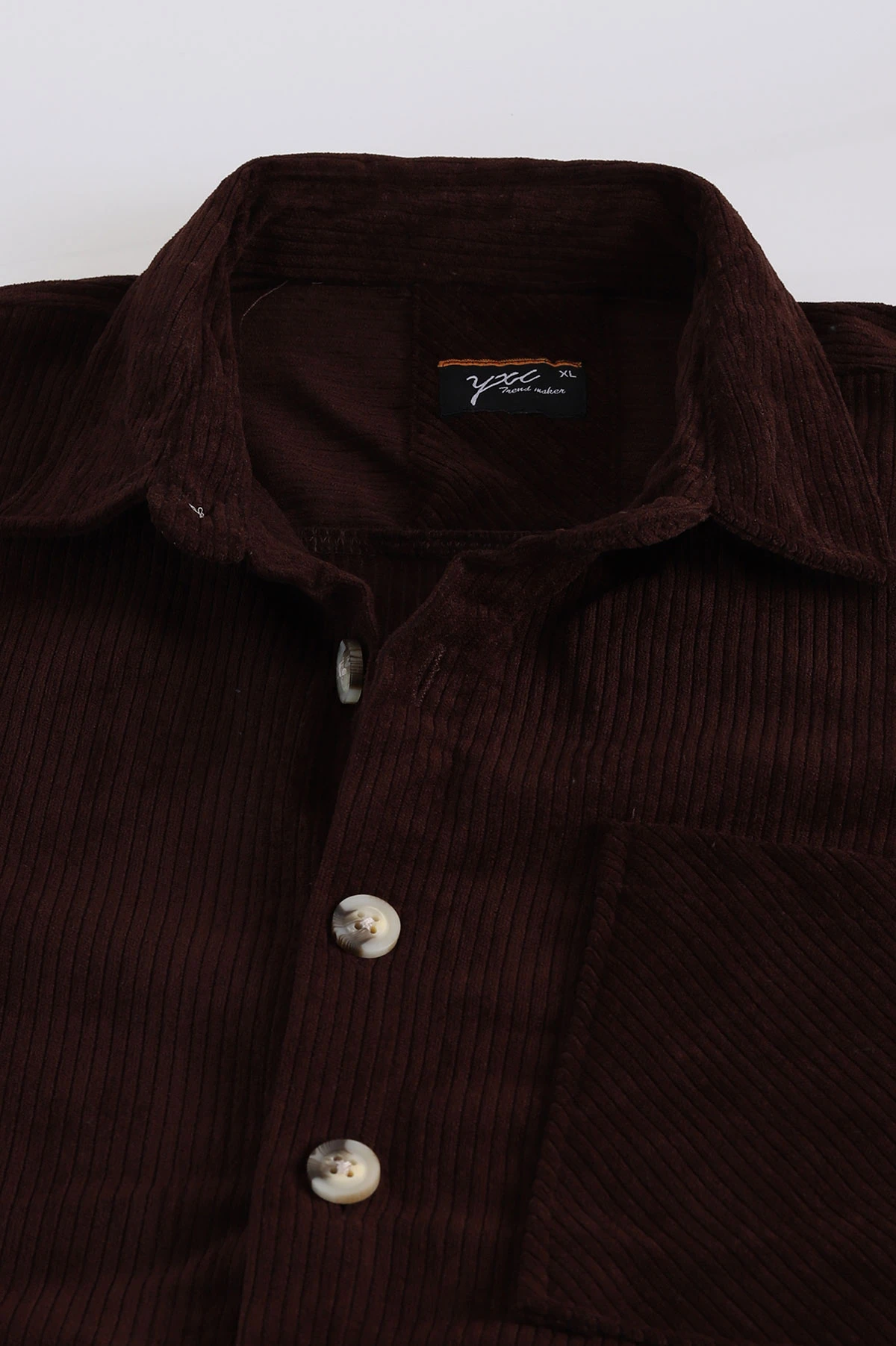 Kahverengi Relaxed Fit Cep Detaylı Kalın Fitilli Kadife Erkek Gömlek 397931