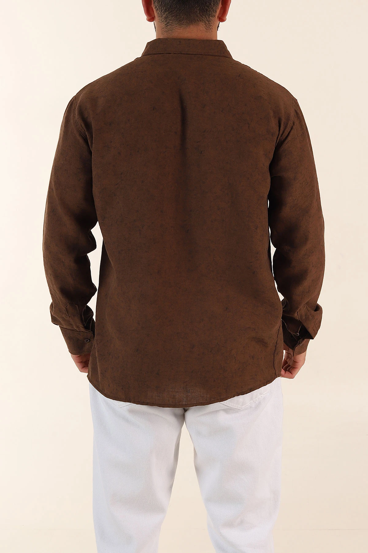 Kahverengi Relaxed Fit Desenli Uzun Kollu Erkek Gömlek 369756