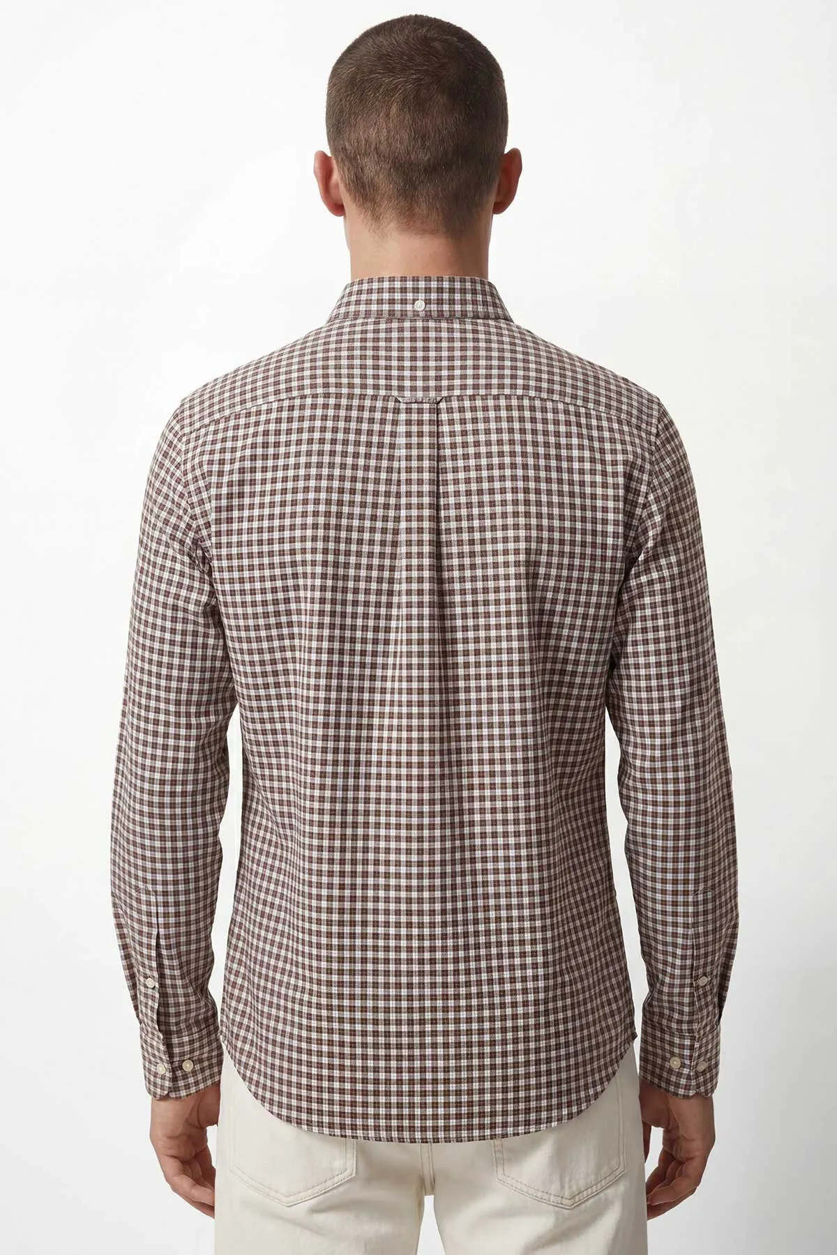 Kahverengi Relaxed Fit Ekose Desen Erkek Gömlek 435793