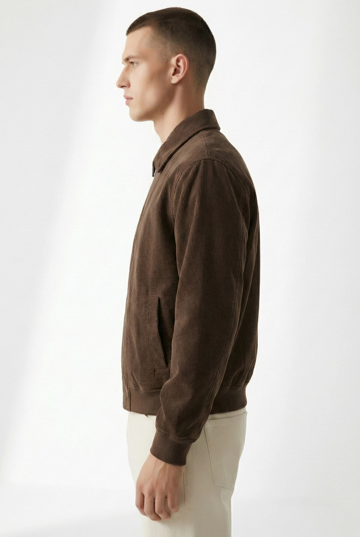 Kahverengi Relaxed Fit Fitilli Dokulu İçi Astarlı Bel Lastikli Erkek Ceket 418936