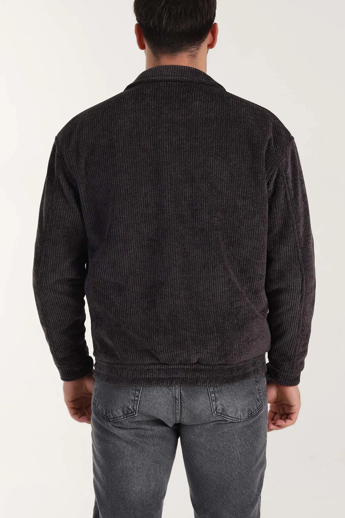 Kahverengi Relaxed Fit Fitilli Dokulu İçi Astarlı Erkek Mont 409644