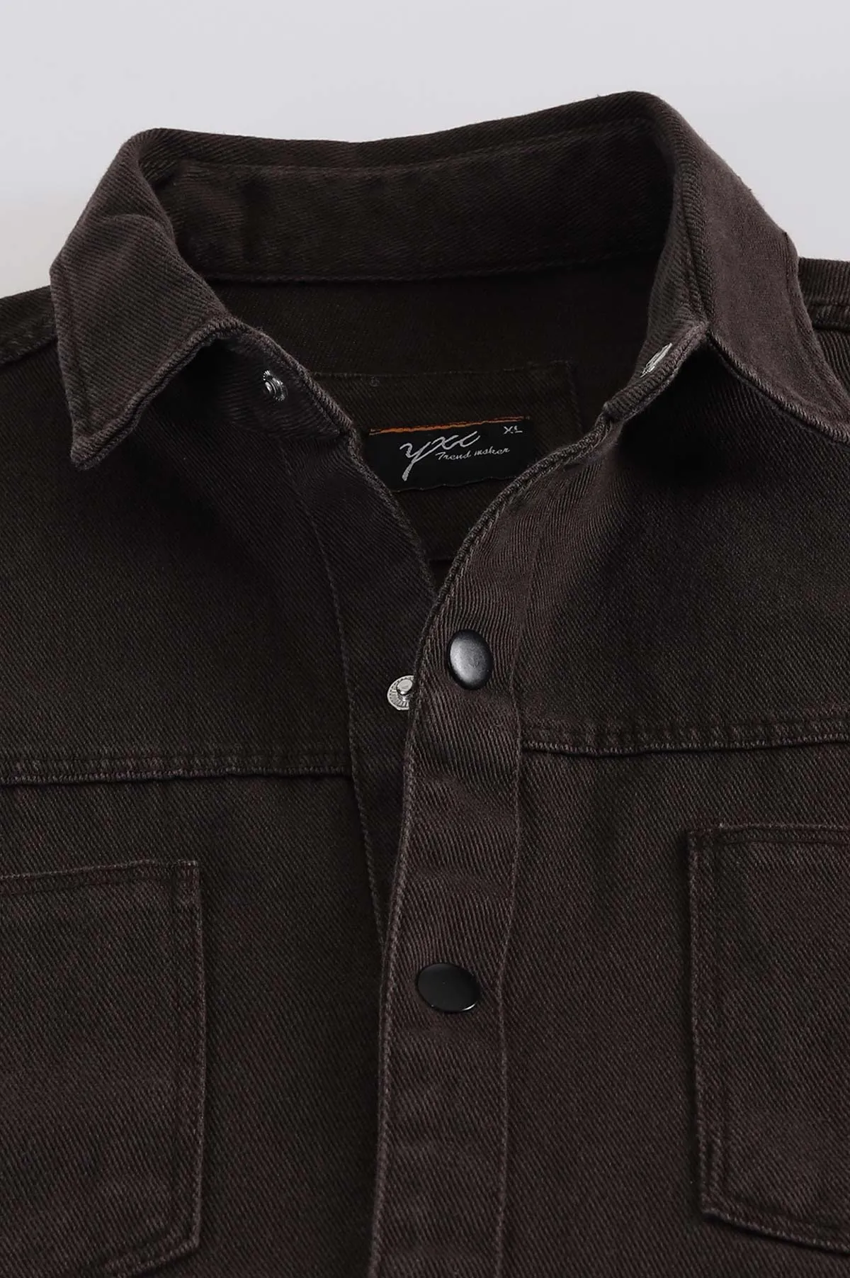 Kahverengi Relaxed Fit Gabardin Çift Cepli Yıkamalı  Erkek Gömlek 397973