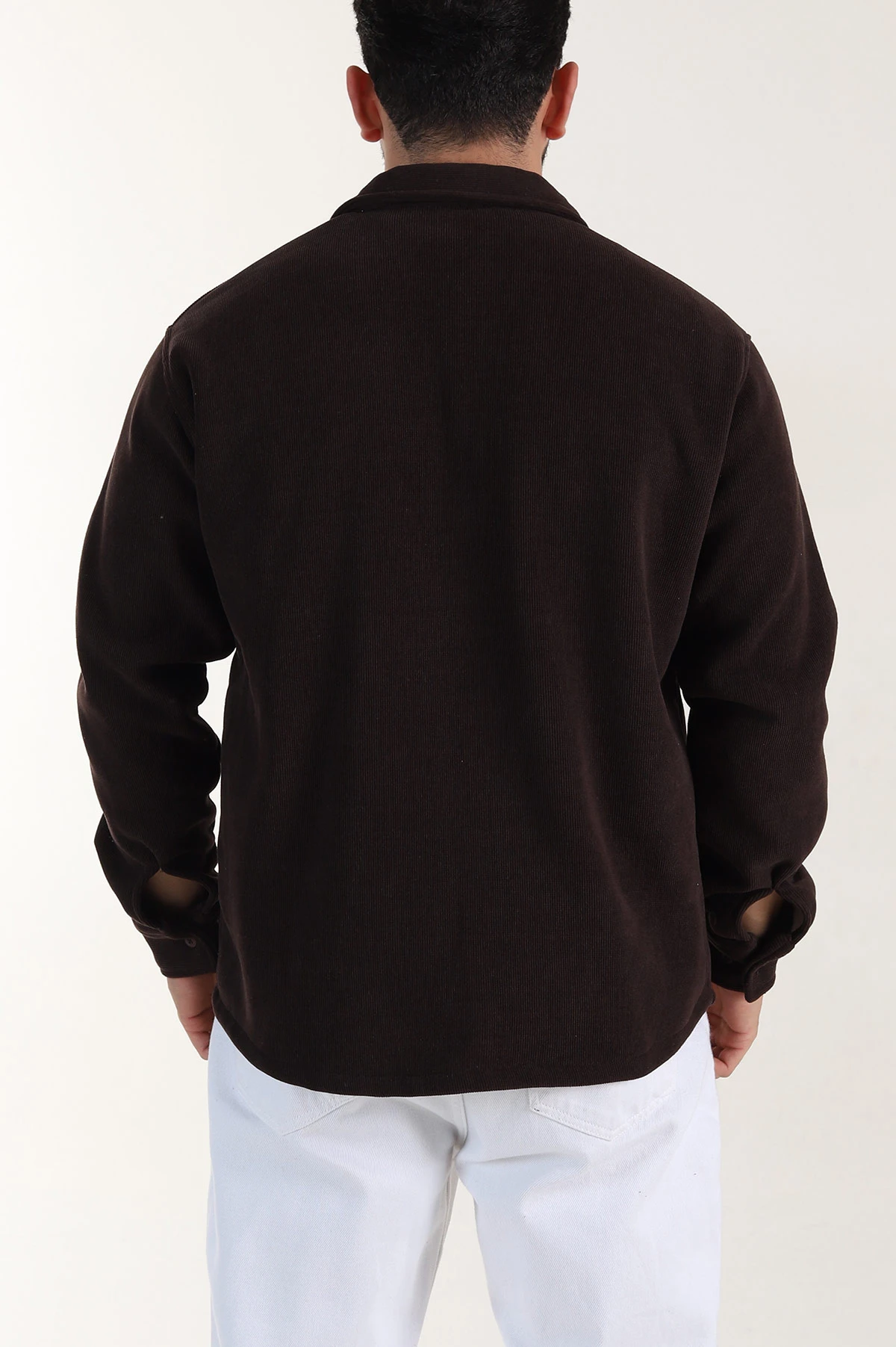 Kahverengi Relaxed Fit İçi Polarlı Erkek Kadife Gömlek 400012