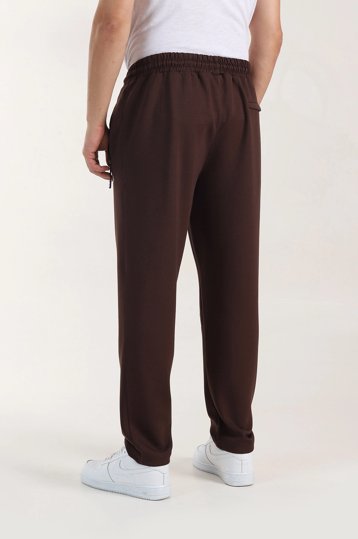Kahverengi Relaxed Fit Oysho Kumaş Fermuarlı Cepli Erkek Eşofman Altı 412724