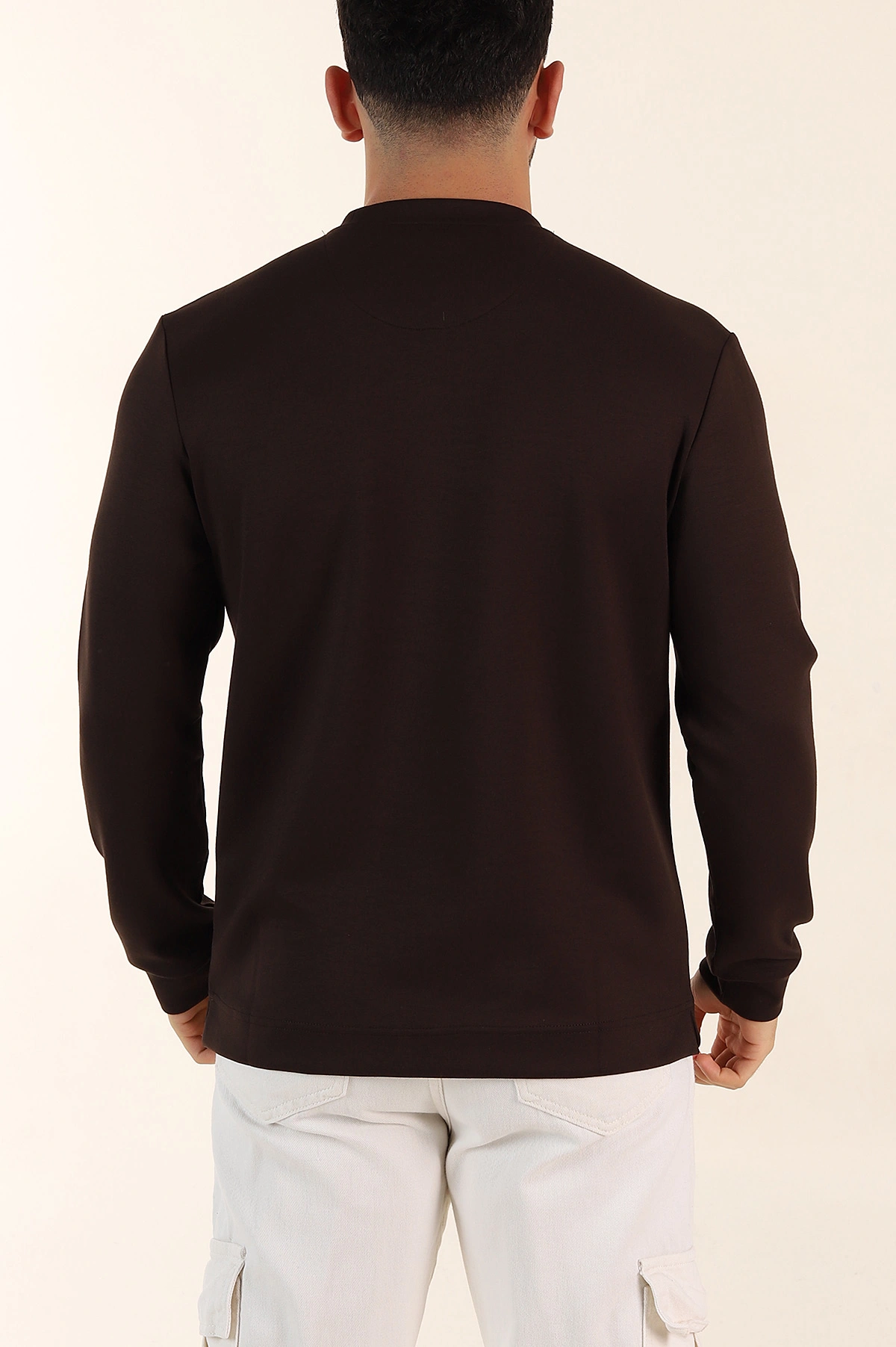 Kahverengi Relaxed Fit Oysho Kumaş Kabartma Yazılı Erkek Sweatshirt 393293