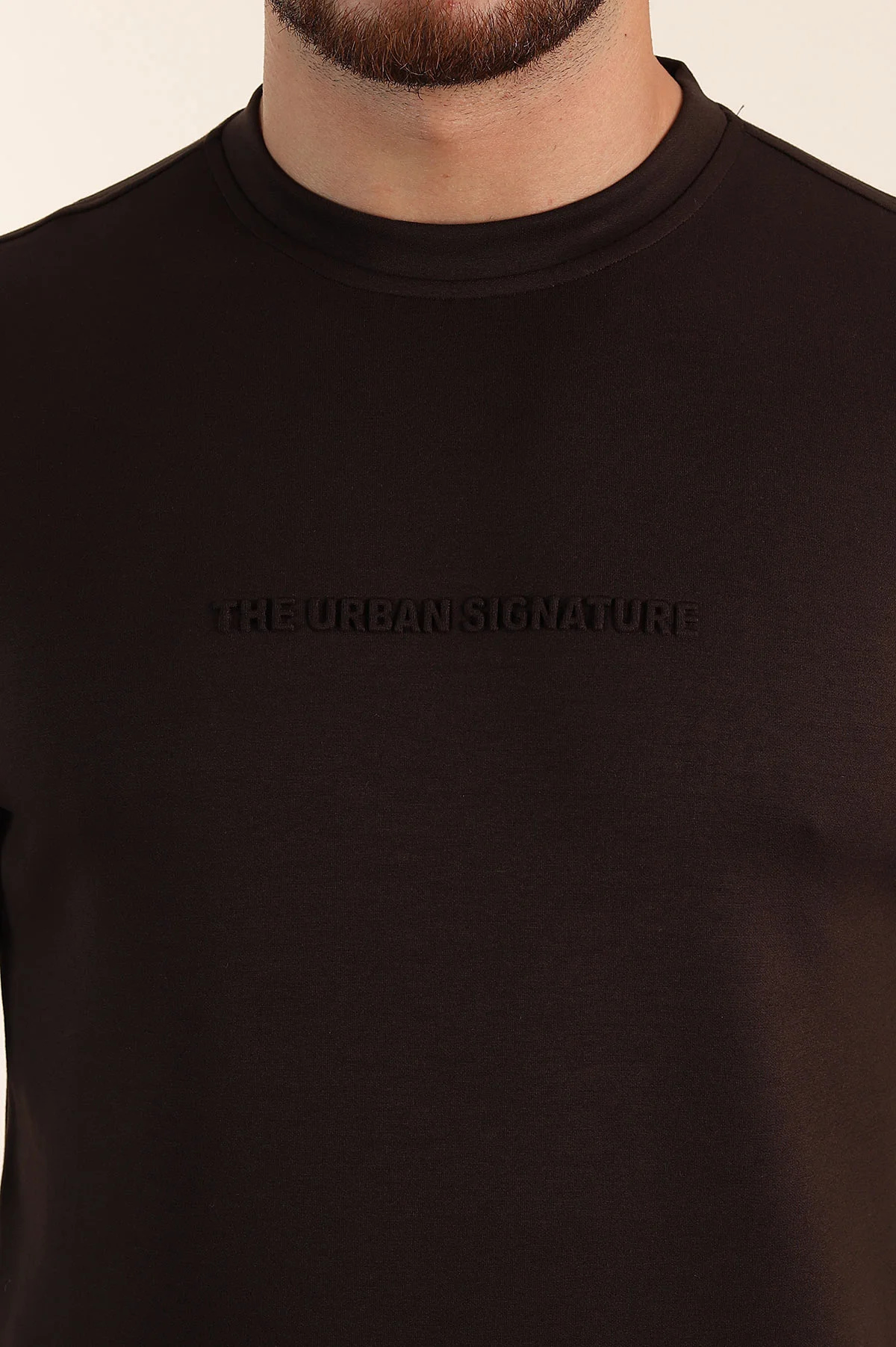 Kahverengi Relaxed Fit Oysho Kumaş Kabartma Yazılı Erkek Sweatshirt 393293