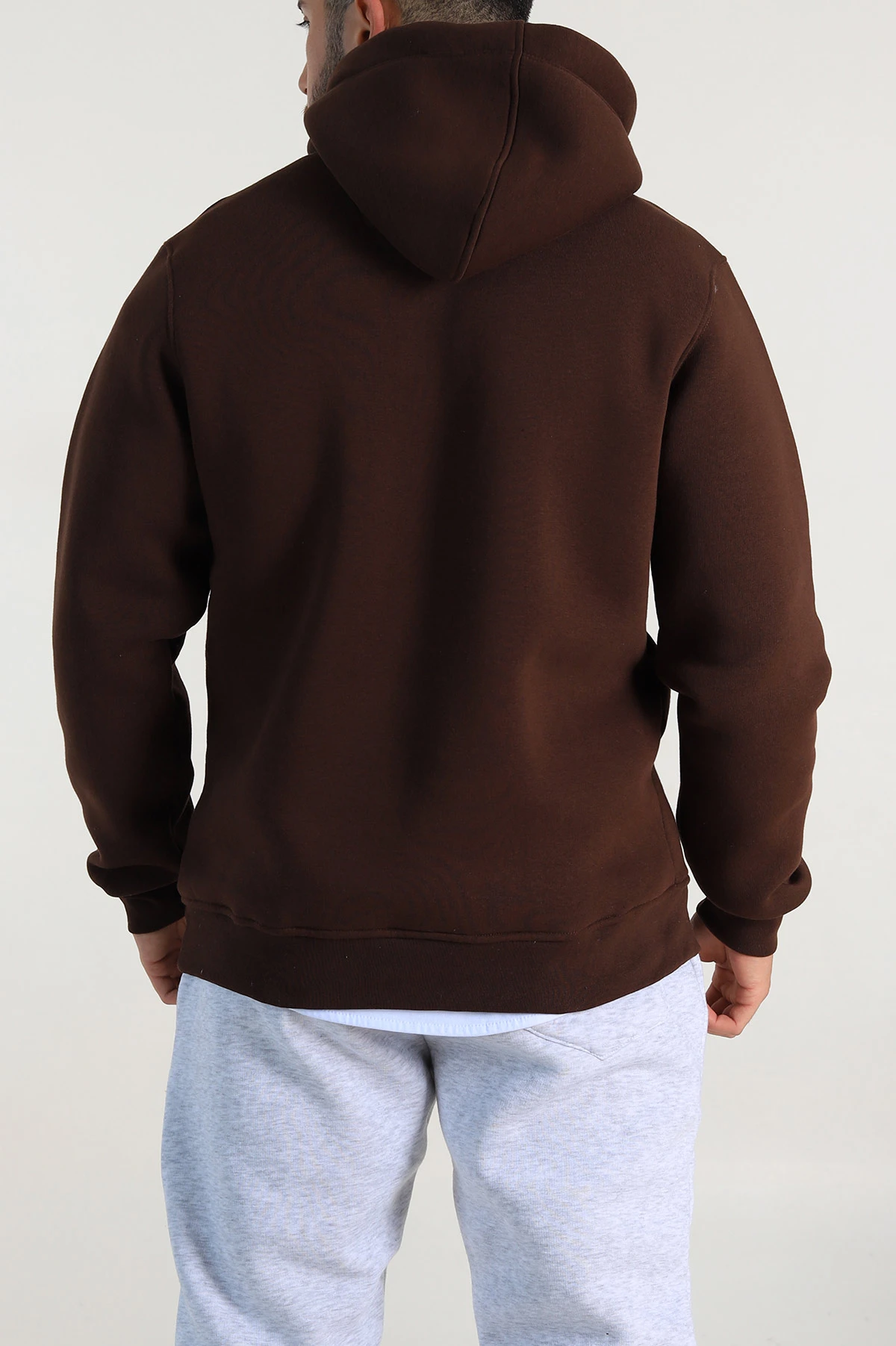 Kahverengi Relaxed Fit Üç İp Şardonlu Kabartma Detaylı Erkek Sweatshirt 311127