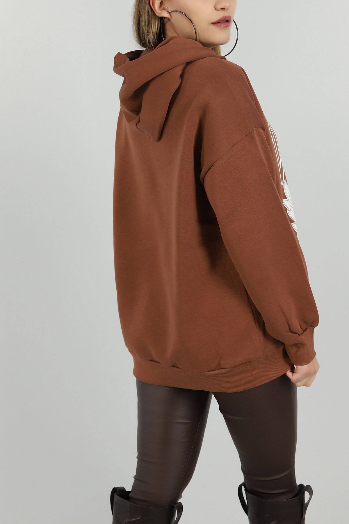 Kahverengi Şardonlu Baskılı Bayan Sweat 144909