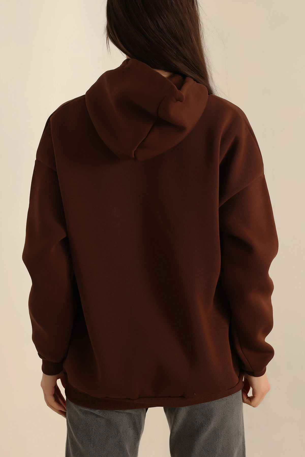 Kahverengi Şardonlu Baskılı Bayan Sweat 228836