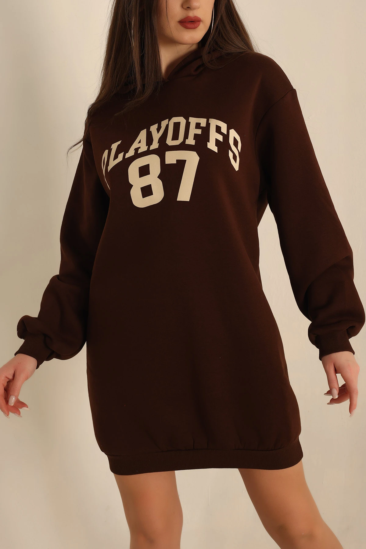 Kahverengi Şardonlu Baskılı Sweat Tunik 228104