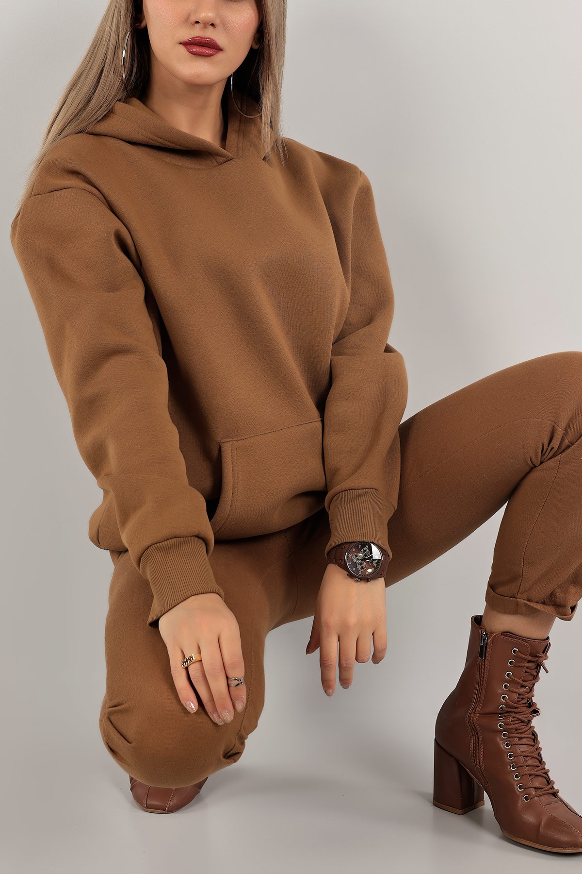 Kahverengi Şardonlu Bayan Sweat 136525