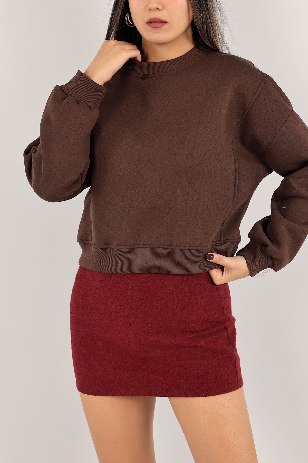 Kahverengi Şardonlu Bayan Sweat 140753