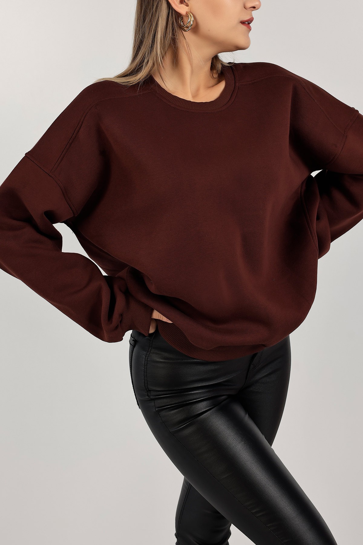 Kahverengi Şardonlu Bayan Sweat 142335