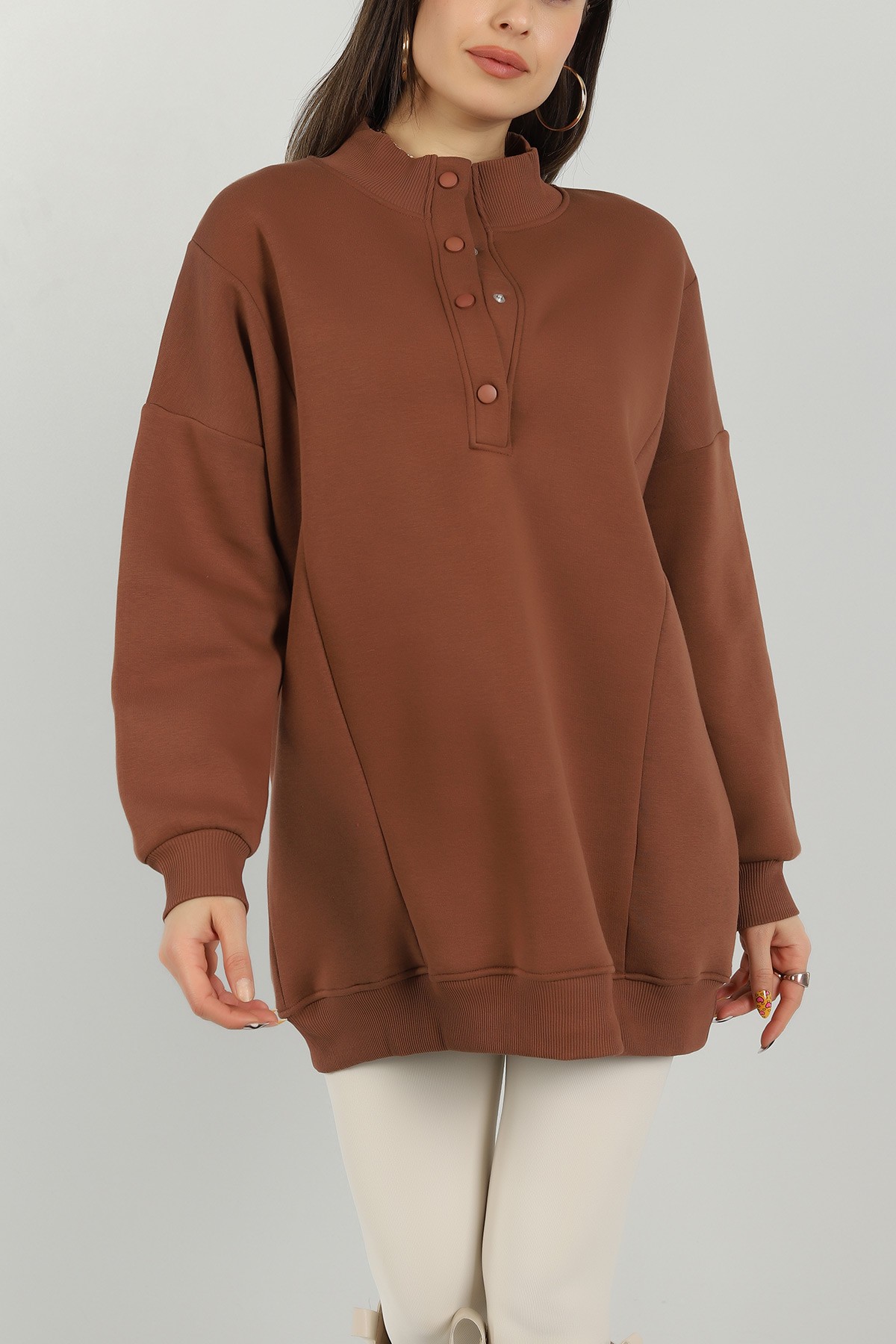 Kahverengi Şardonlu Sweat Tunik 146081