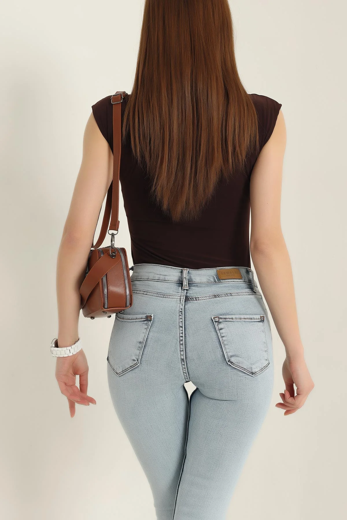 Kahverengi Sendy Kumaş Zıbın Bluz 337541