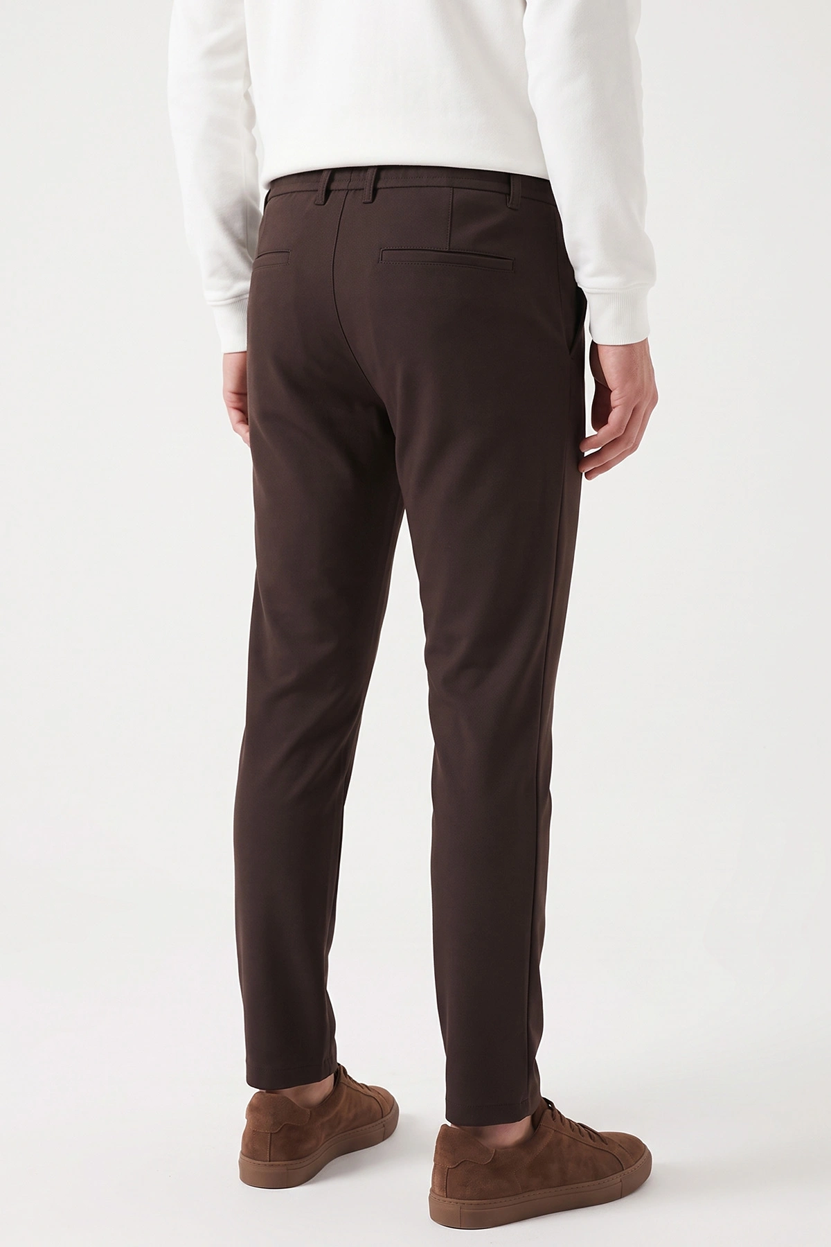 Kahverengi Slim Fit Belden Bağlamalı Erkek Pantolon 493279
