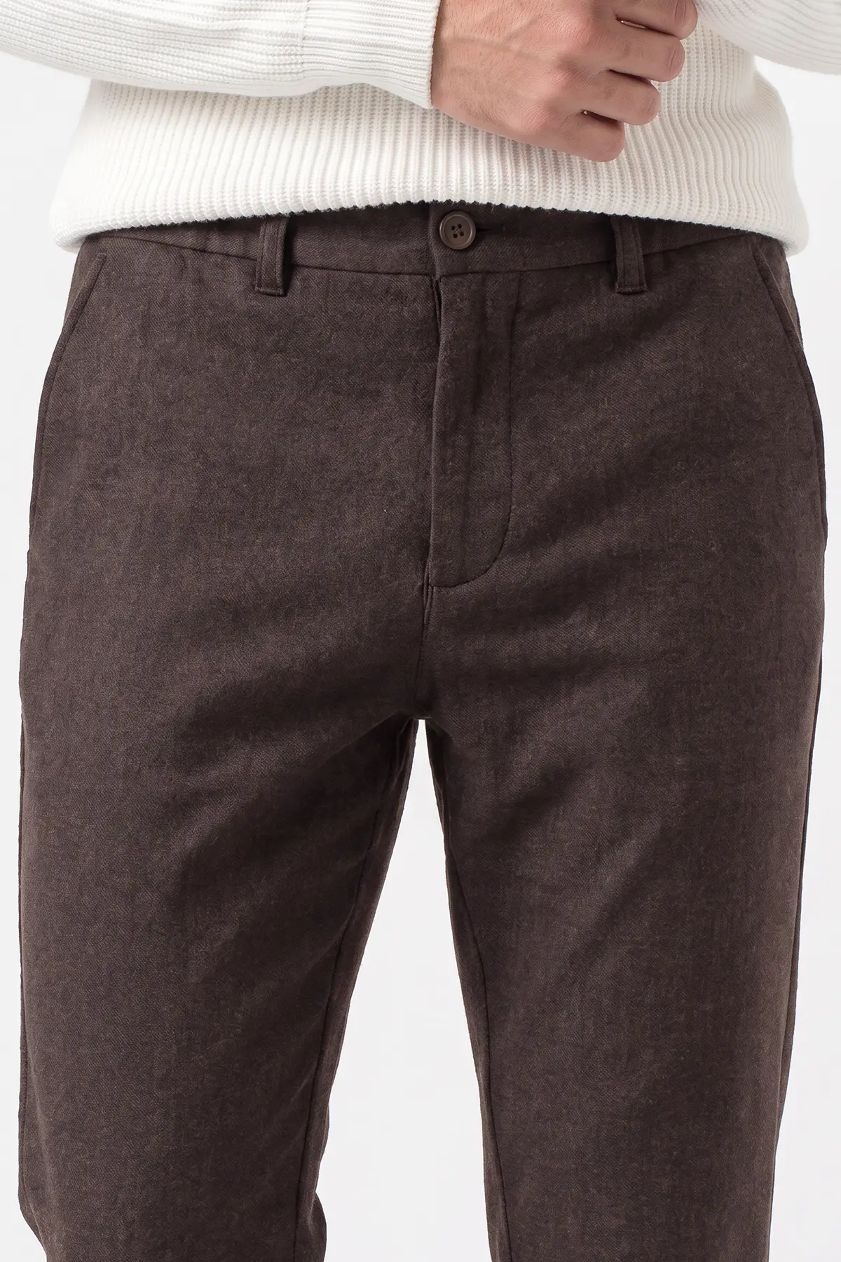 Kahverengi Slim Fit Cep Detaylı Erkek Pantolon 493266