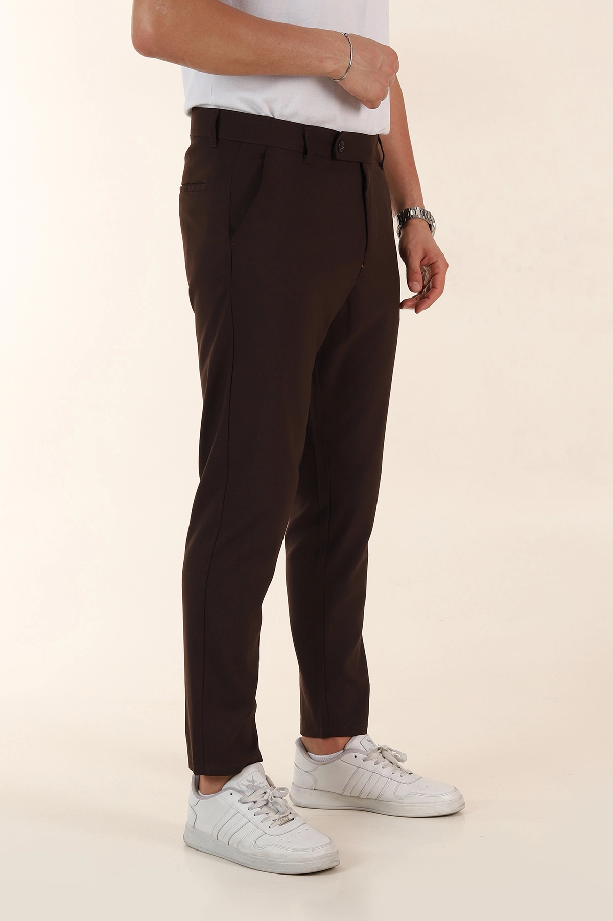 Kahverengi Slim Fit Erkek Kumaş Pantolon 367970
