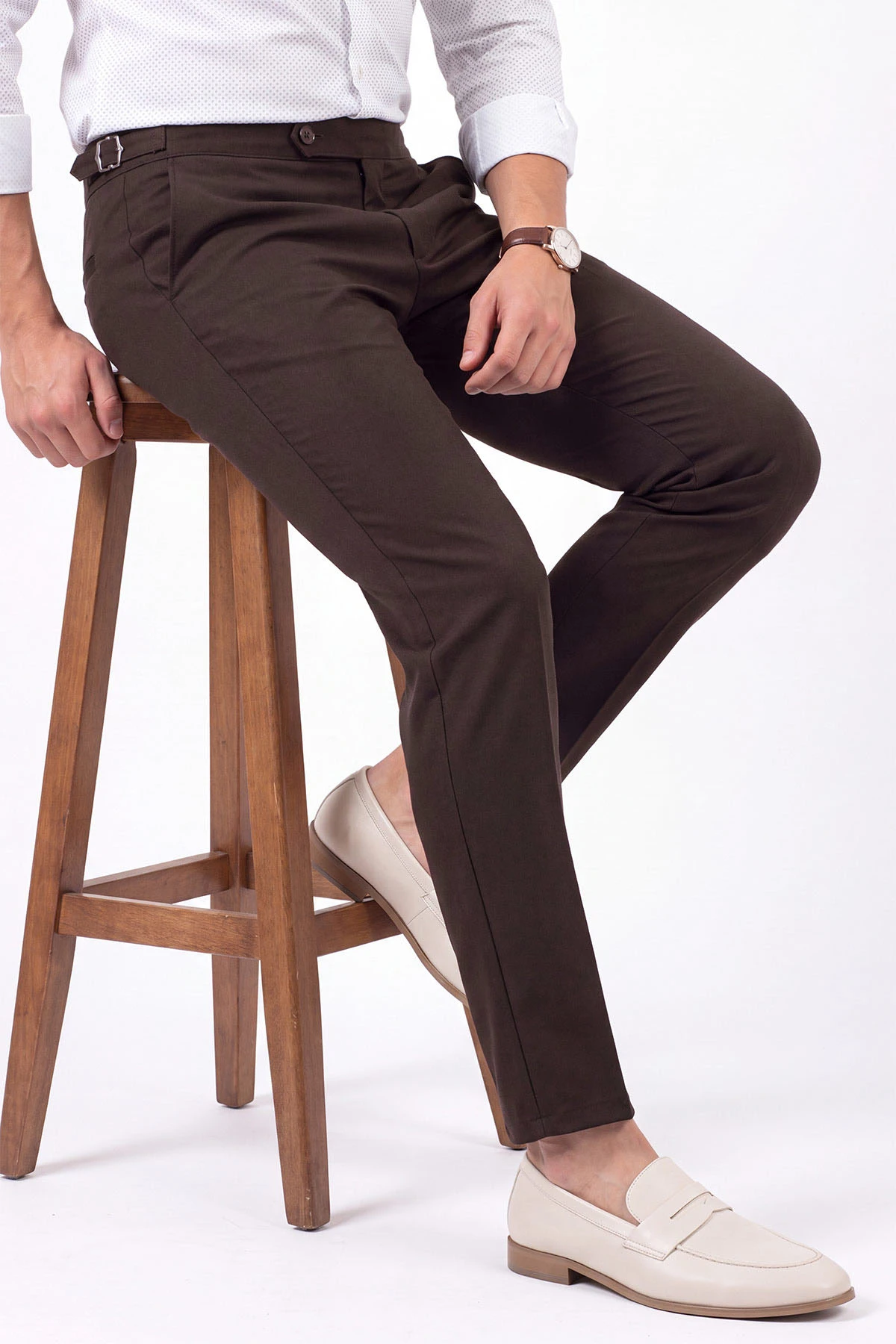Kahverengi Slim Fit Erkek Kumaş Pantolon 472222