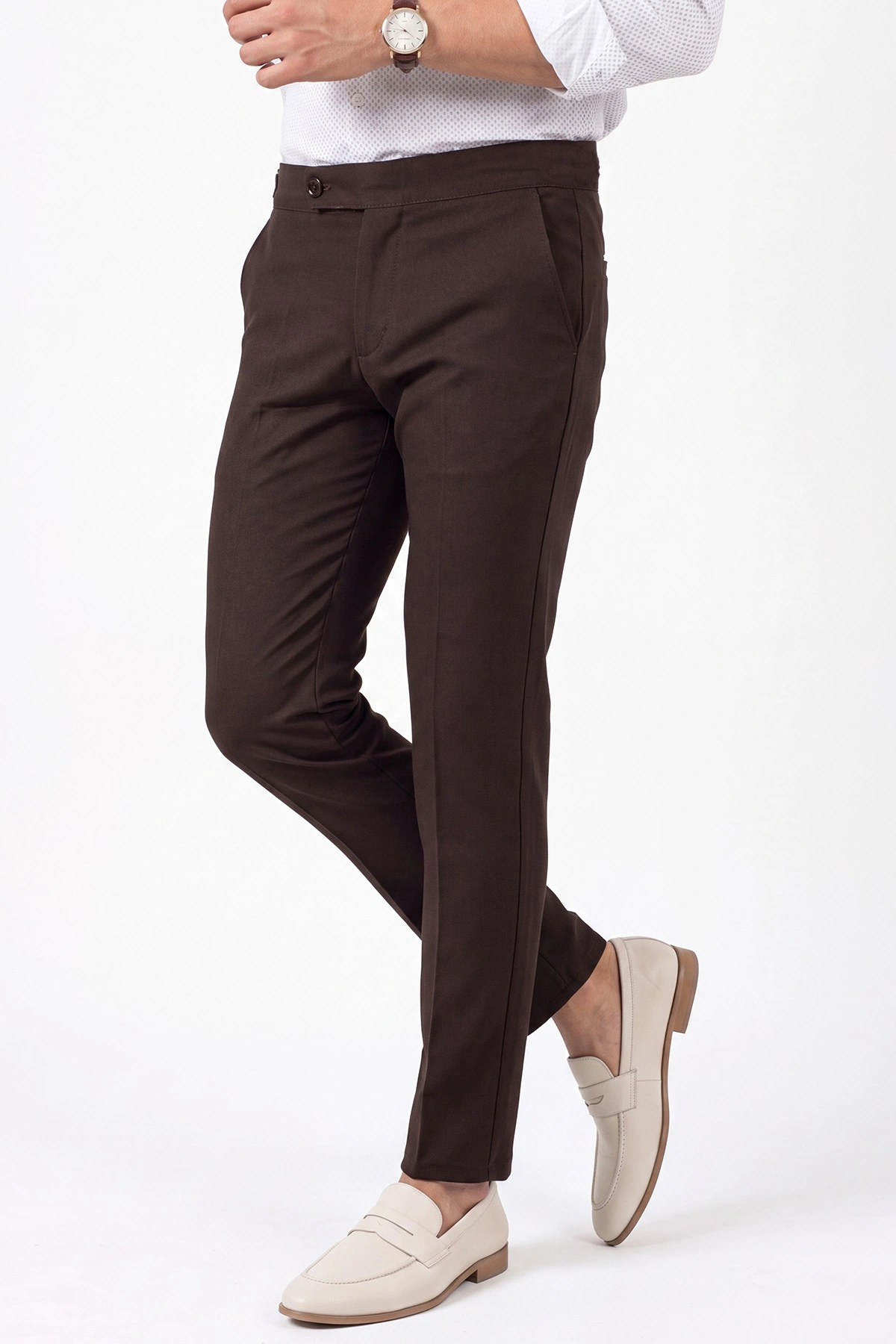 Kahverengi Slim Fit Erkek Kumaş Pantolon 472222