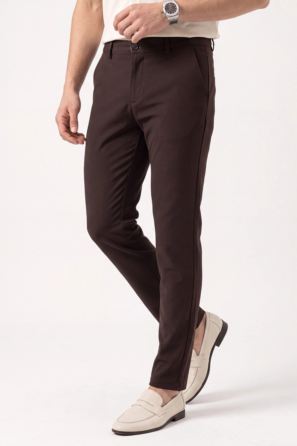 Kahverengi Slim Fit Erkek Kumaş Pantolon 472243