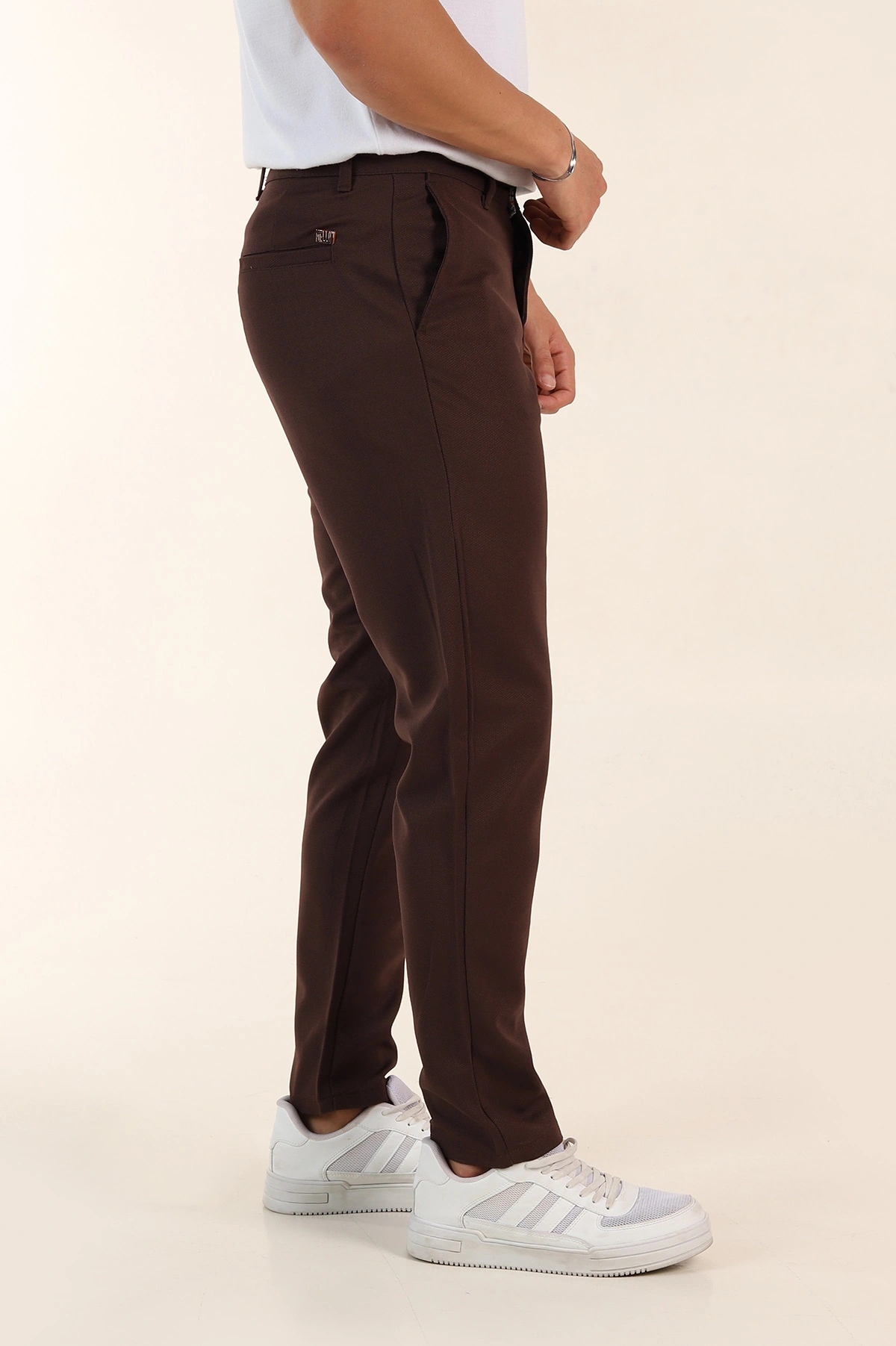 Kahverengi Slim Fit Örme Kumaş Erkek Pantolon 391310